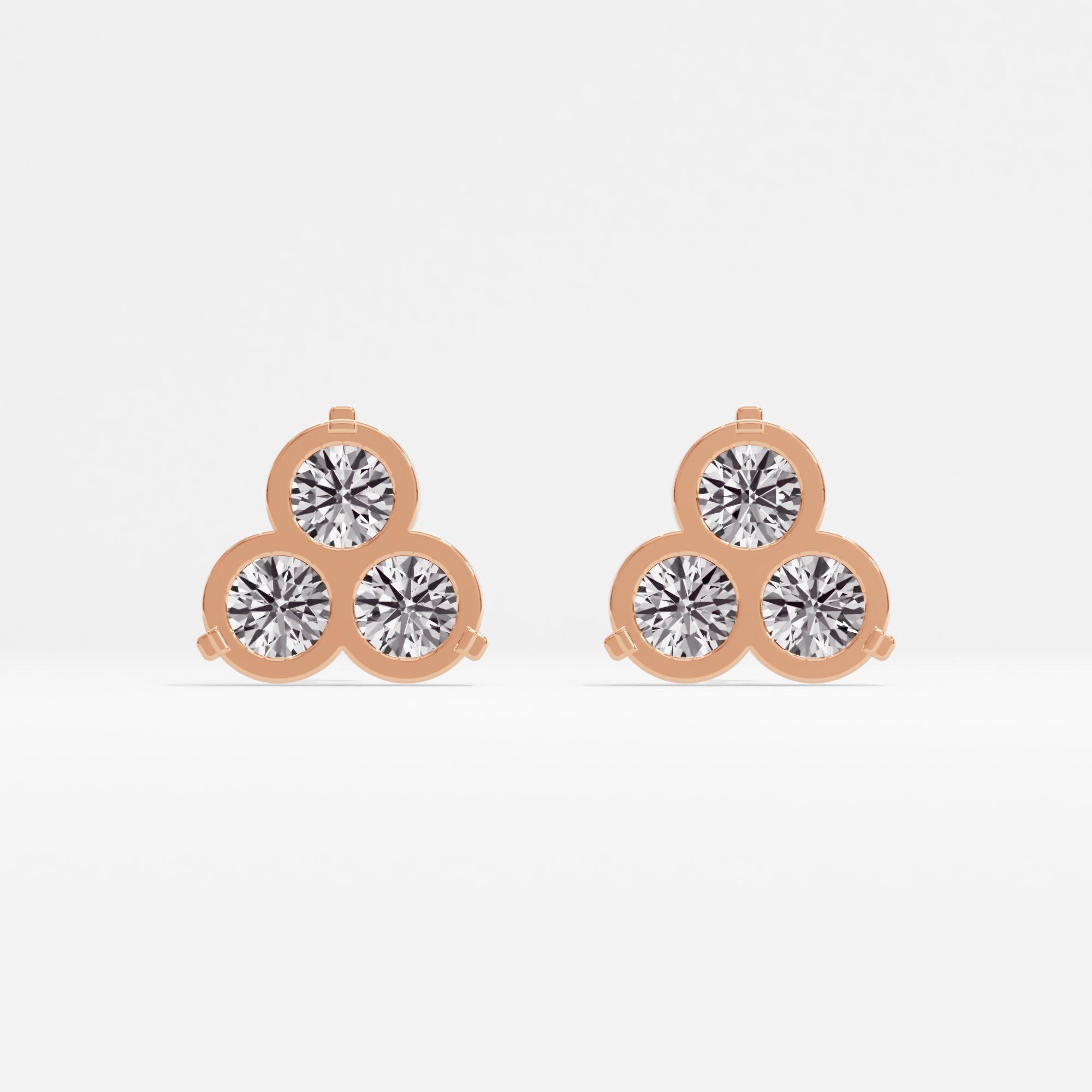 Delicate Dazzle 3 Stone Cluster Stud Earrings