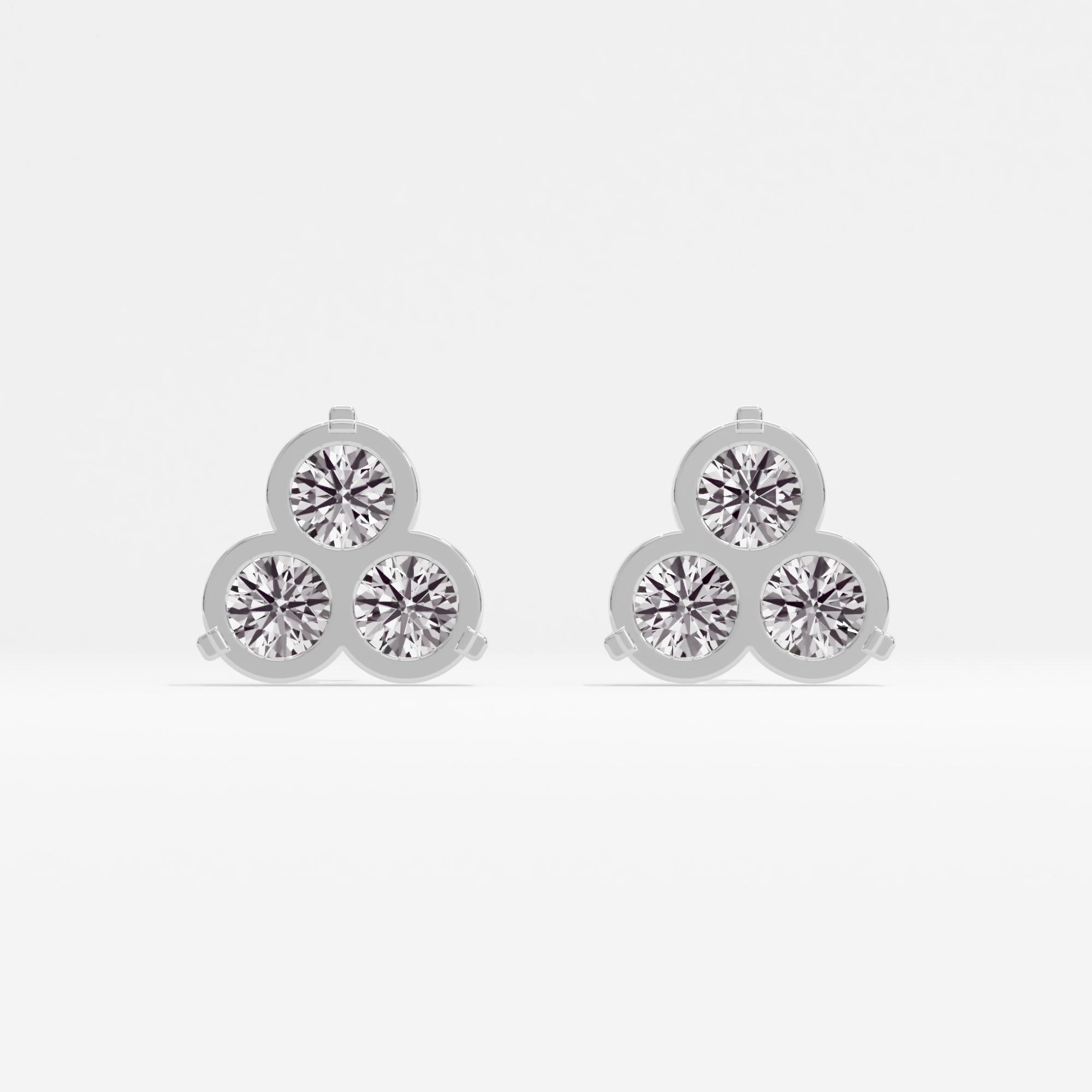 Delicate Dazzle 3 Stone Cluster Stud Earrings
