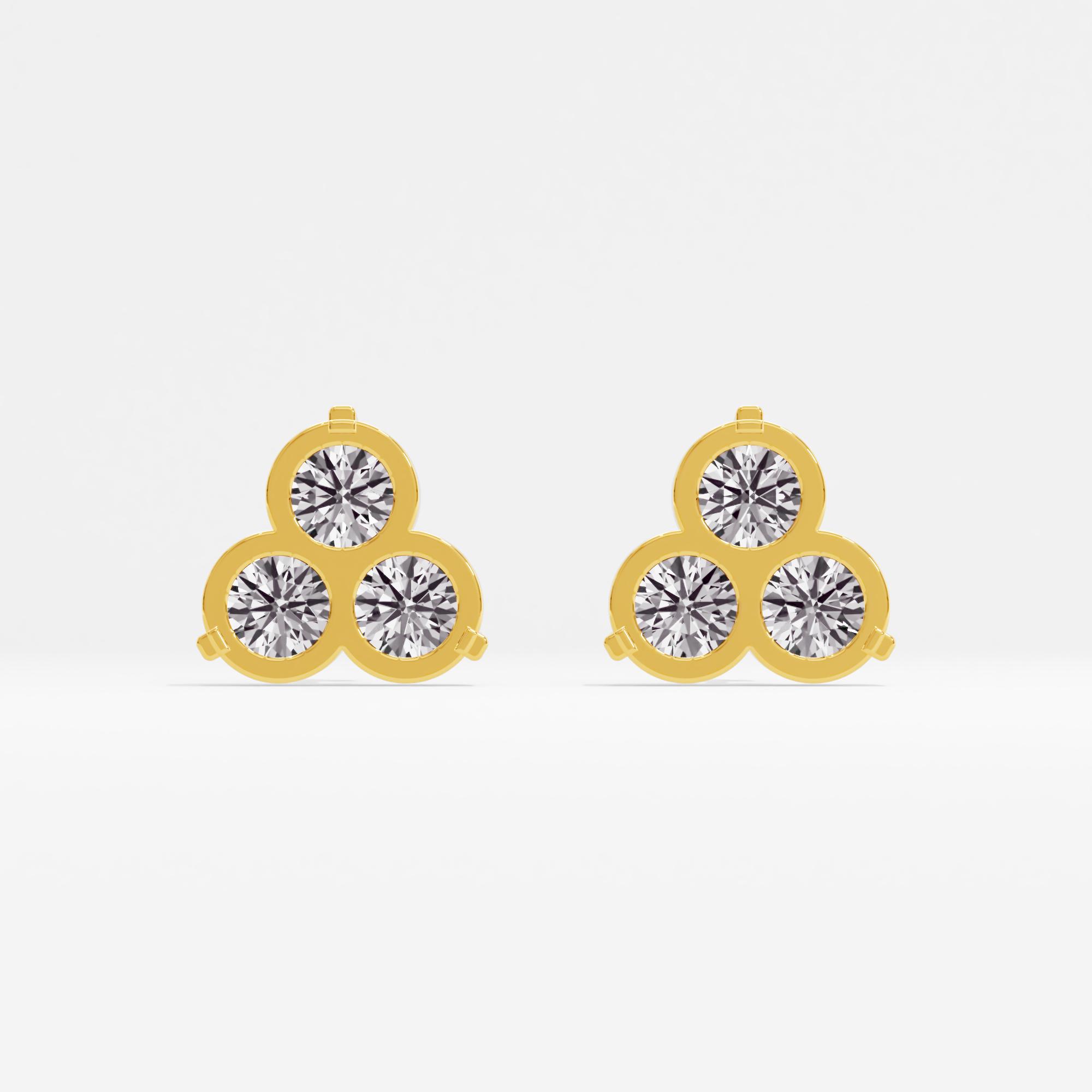 Delicate Dazzle 3 Stone Cluster Stud Earrings