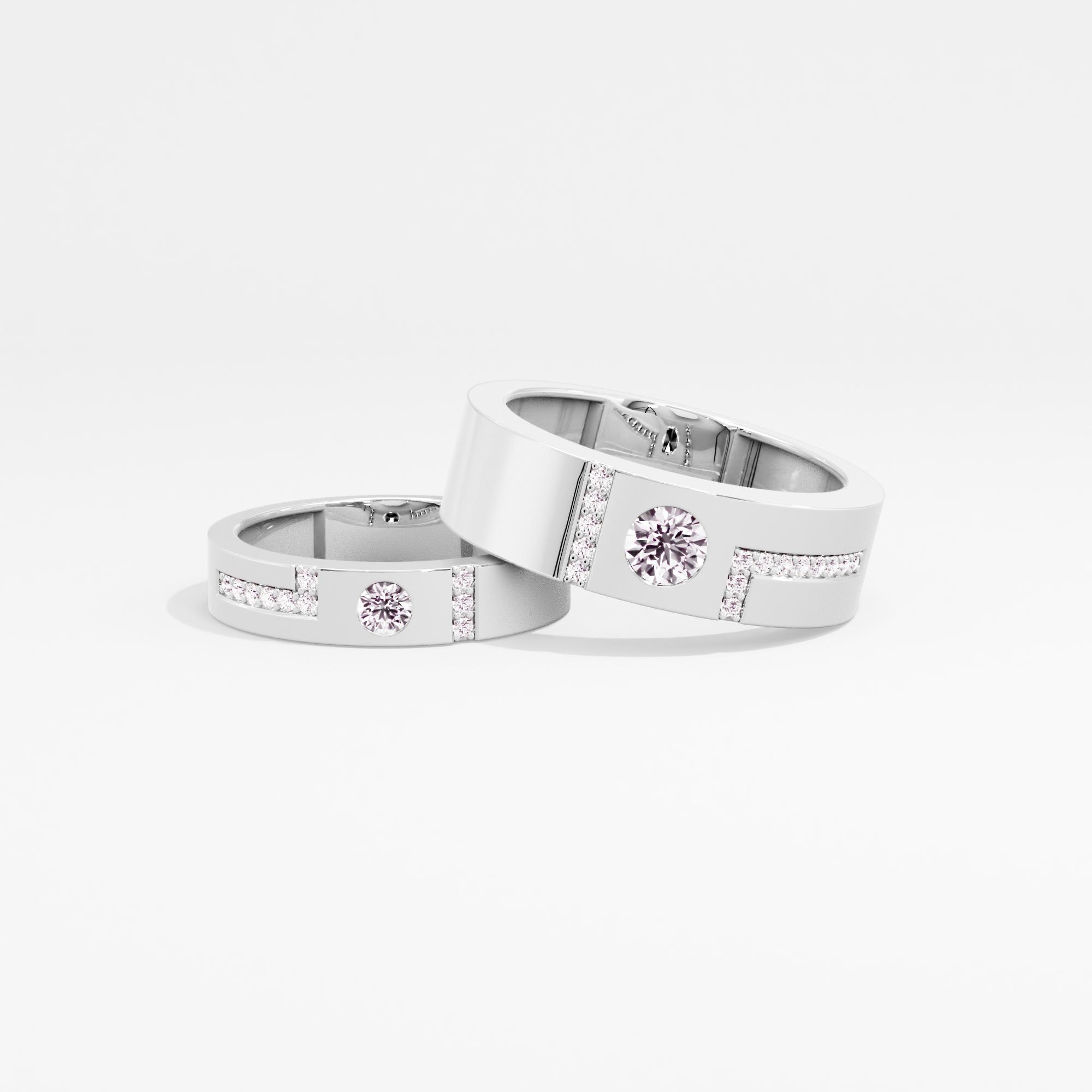 Together Forever Solitaire Couple Band Rings