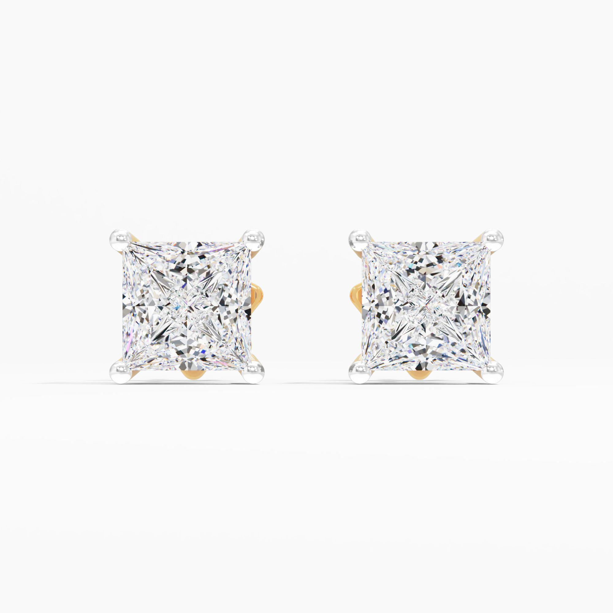 Nivara Dusk Solitaire Stud Earring 9k Yellow Gold Princess 0.50ct