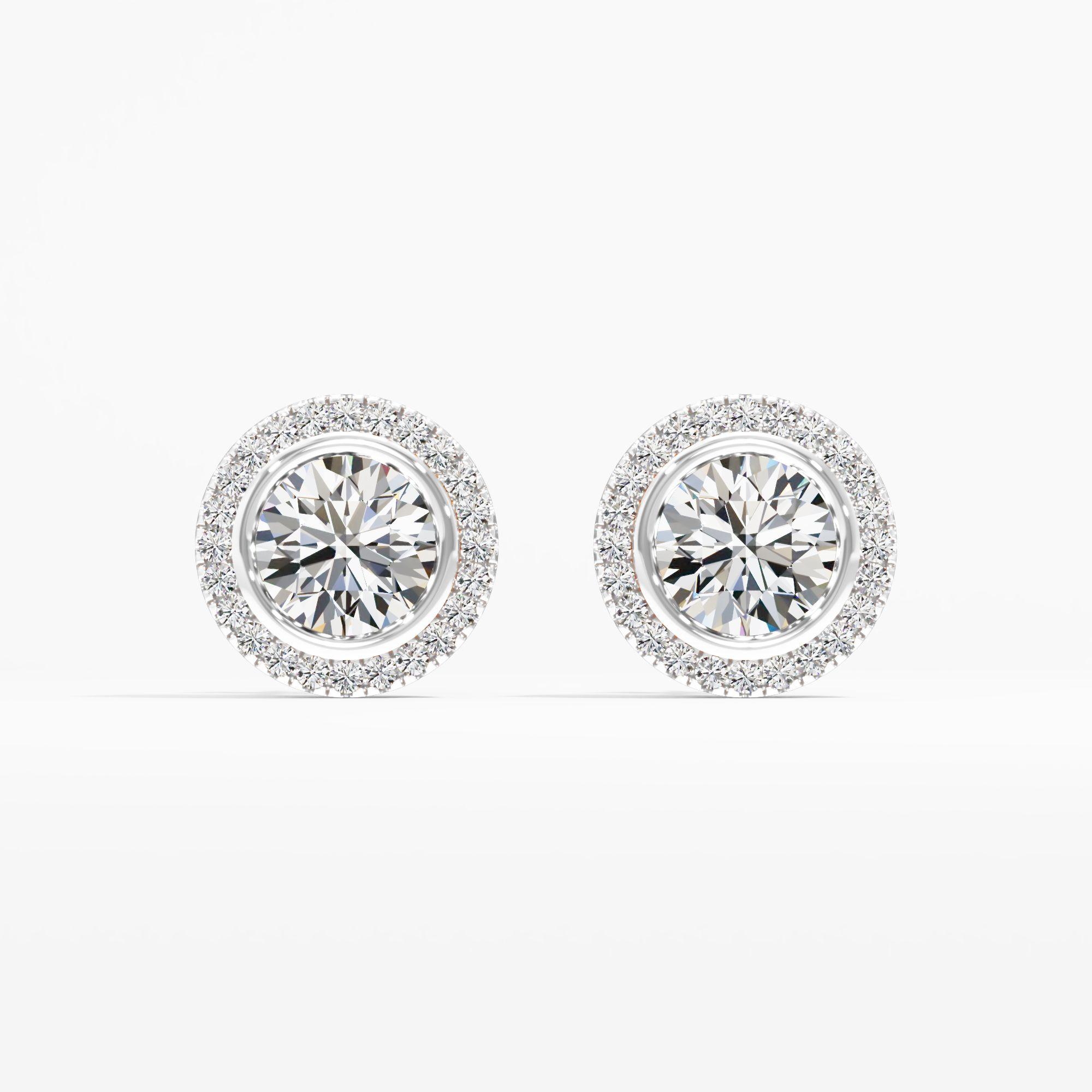 Iris Crest Solitaire Stud Halo Earring