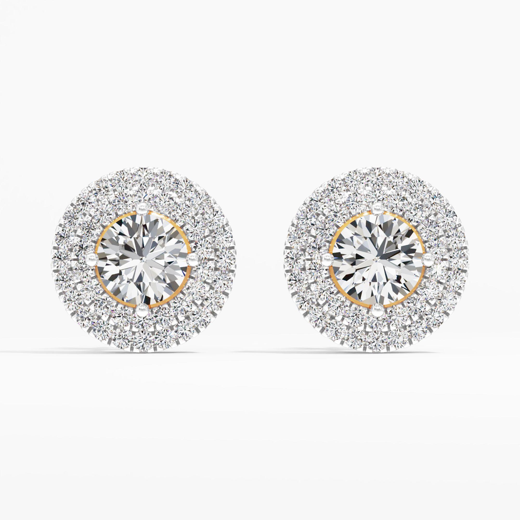 Aria Dream Double Halo Earring 9k Yellow Gold Round 0.87ct