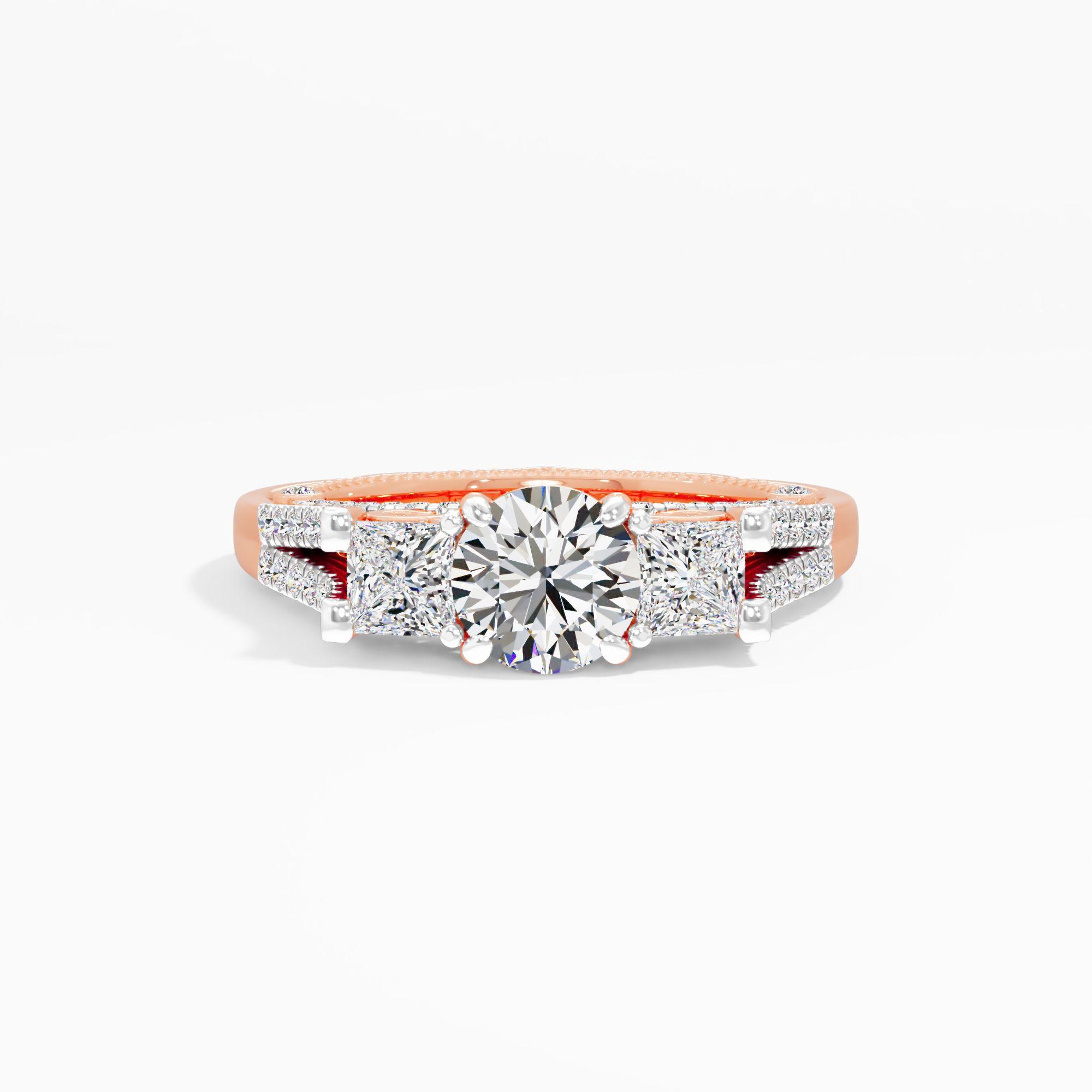 Lush Drape 3 Stone Engagement Ring