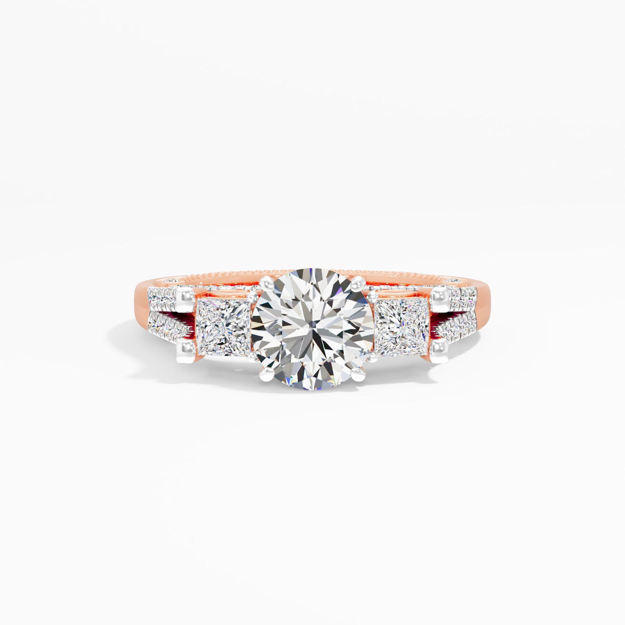 Lush Drape 3 Stone Engagement Ring