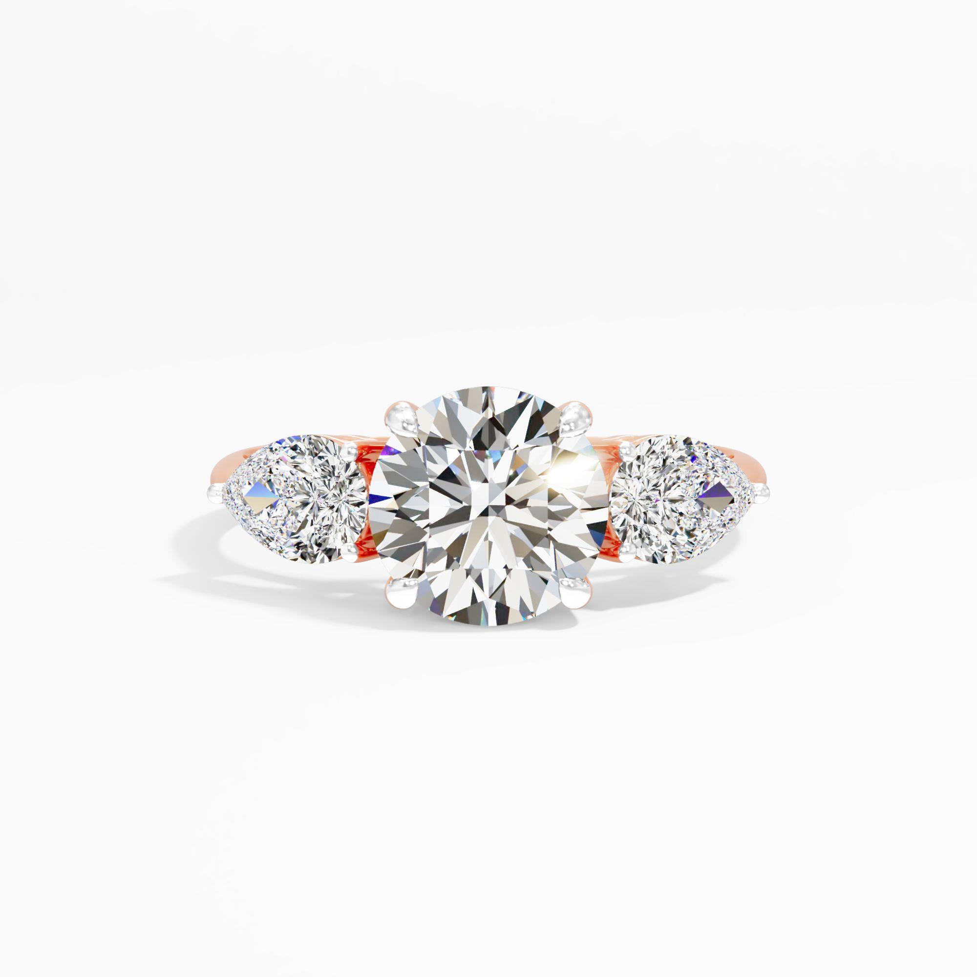 Cream Glimmer 3 Stone Engagement Ring
