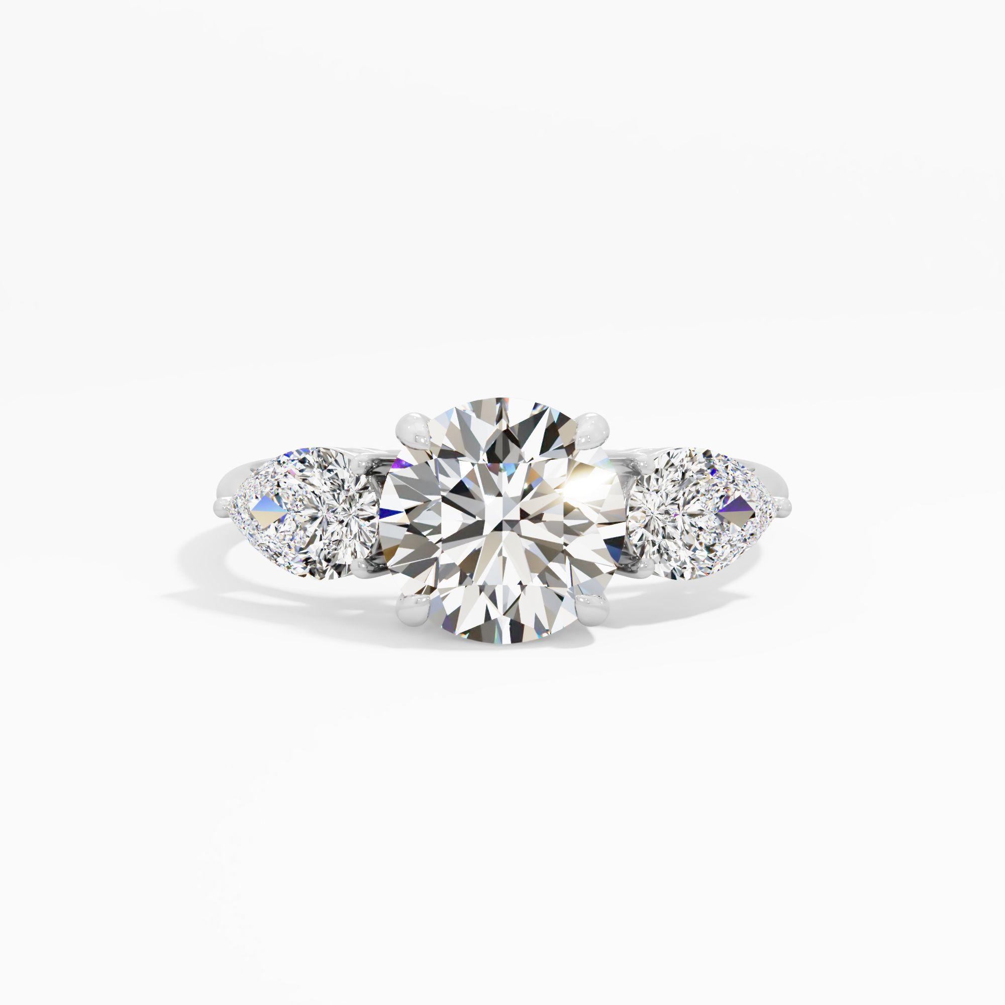 Cream Glimmer 3 Stone Engagement Ring