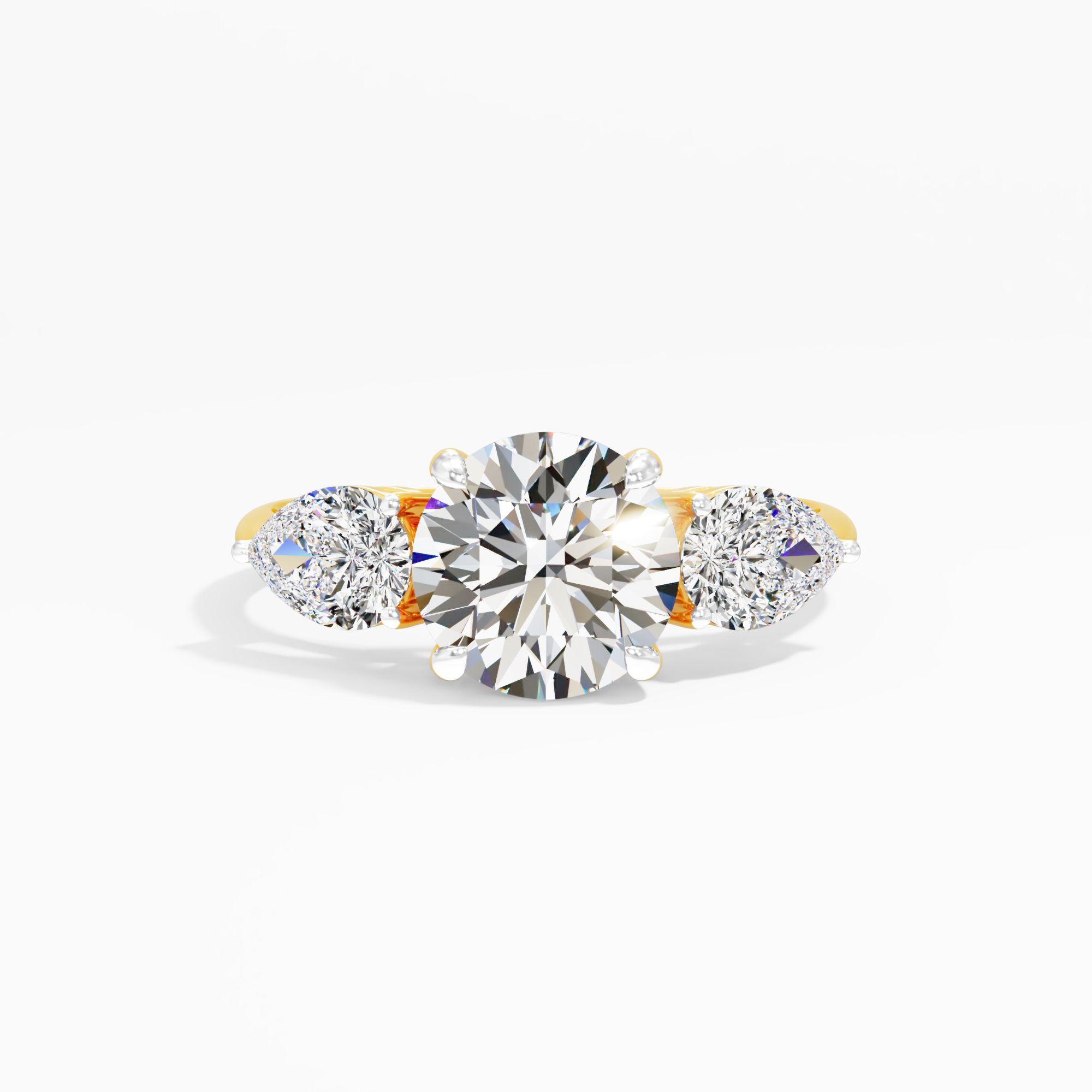 Cream Glimmer 3 Stone Engagement Ring