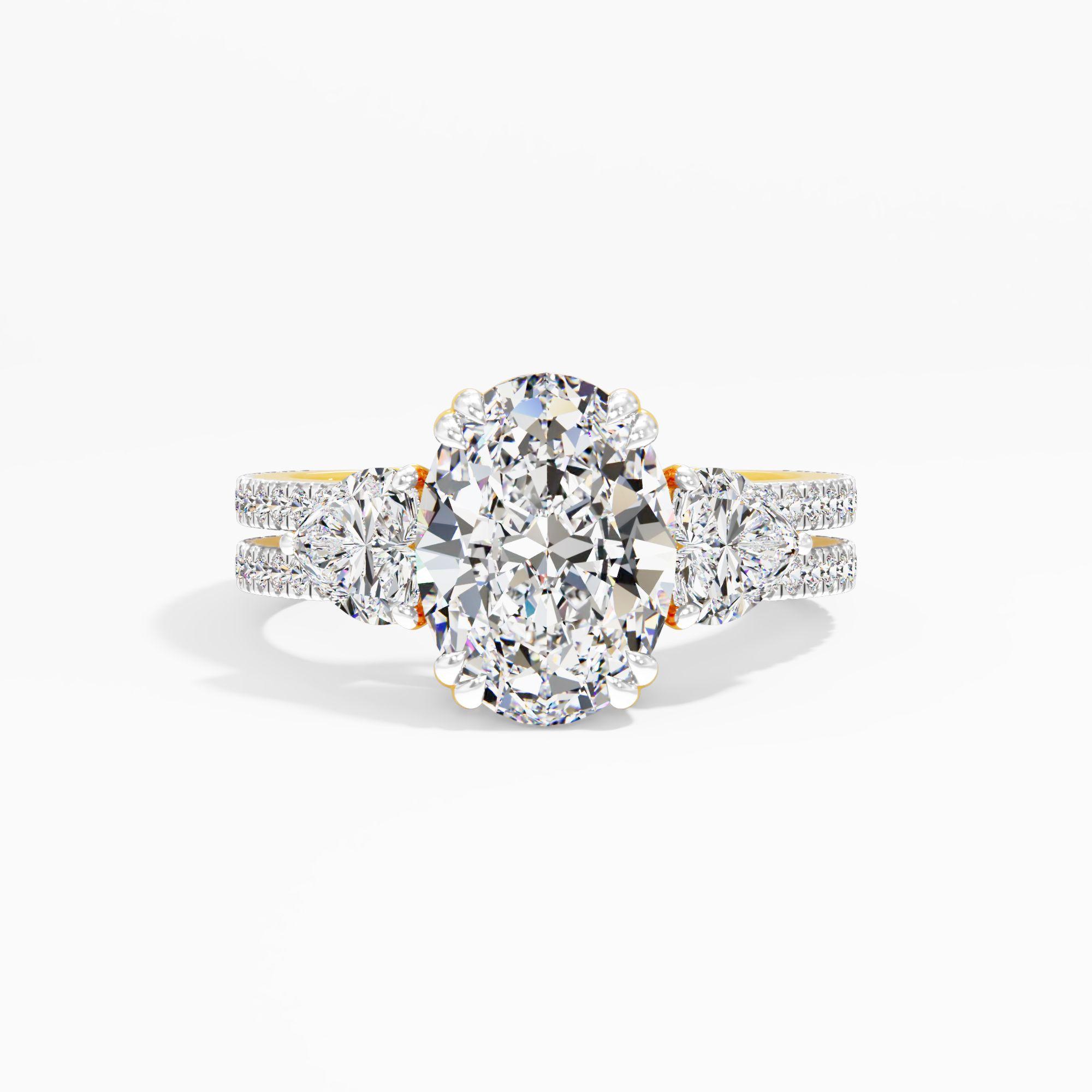Hazymoon Snap 3 Stone Engagement Ring