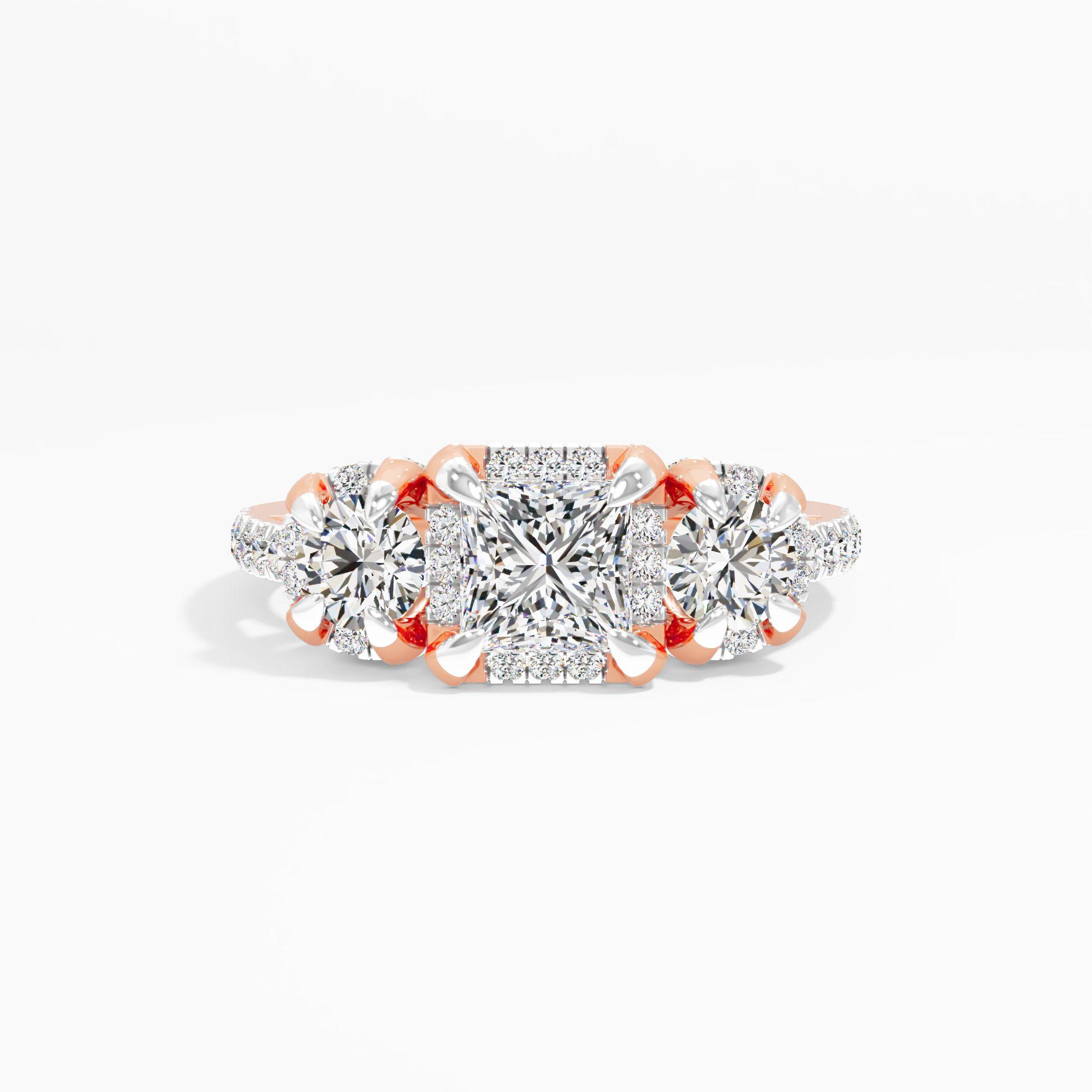 Wisteria Flare 3 Stone Engagement Ring