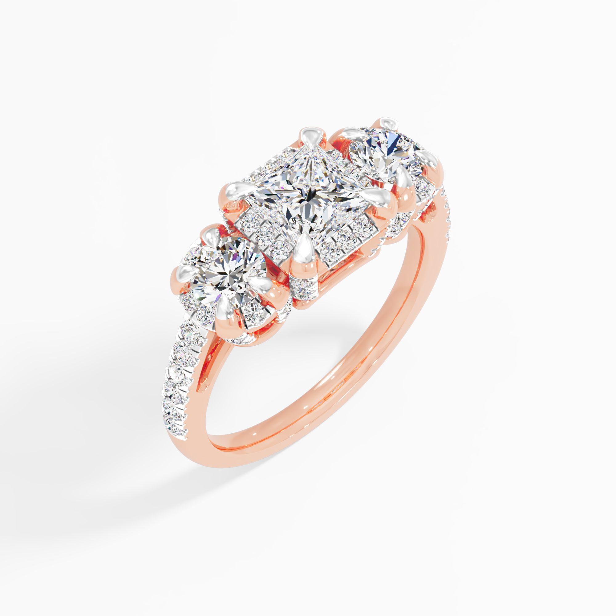 Wisteria Flare 3 Stone Engagement Ring