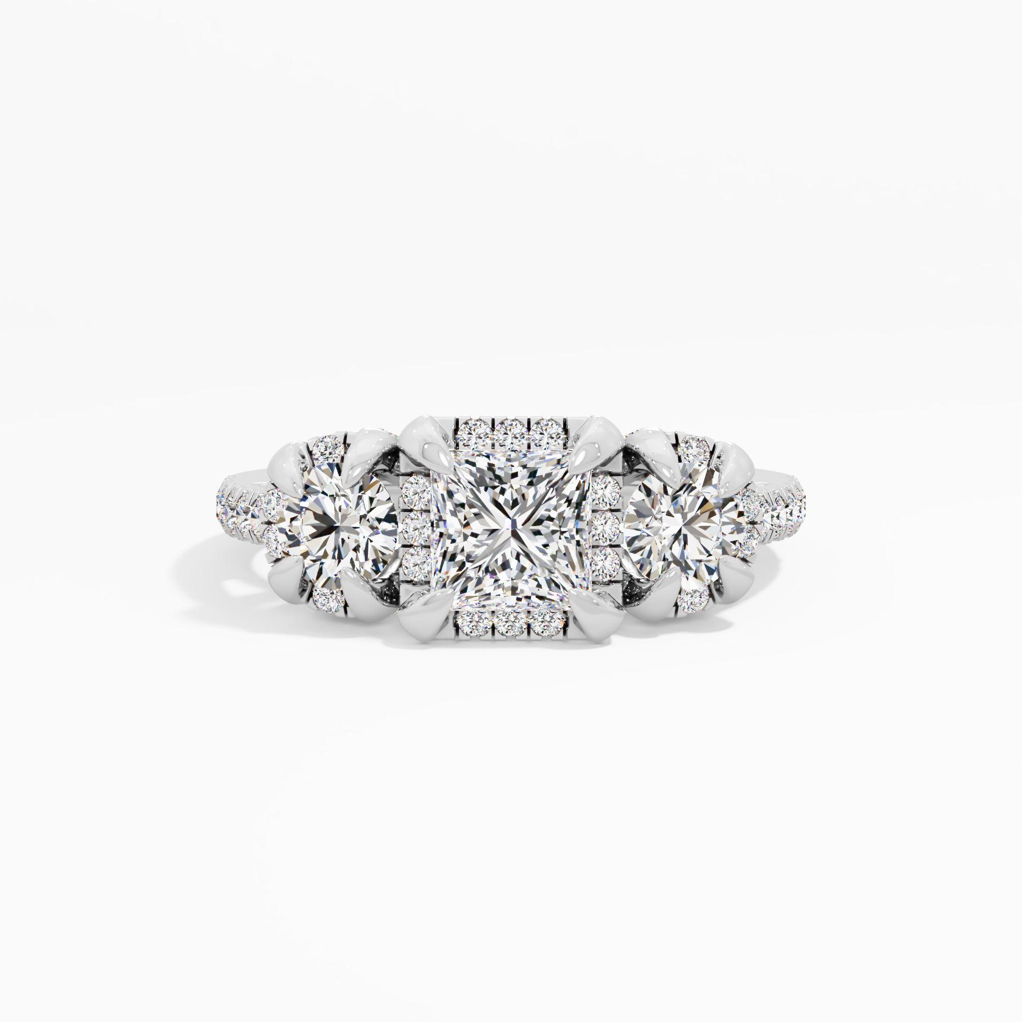 Wisteria Flare 3 Stone Engagement Ring