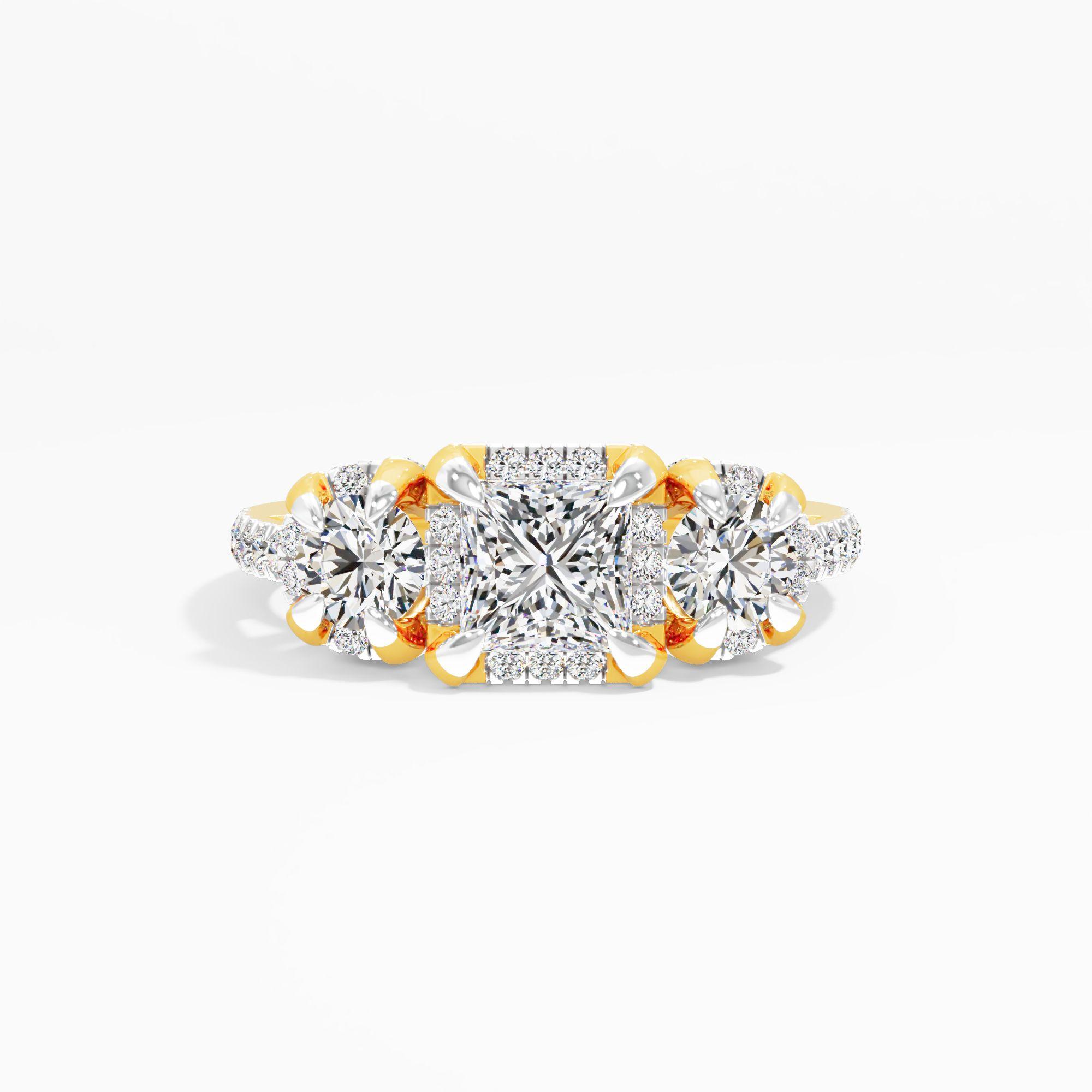 Wisteria Flare 3 Stone Engagement Ring