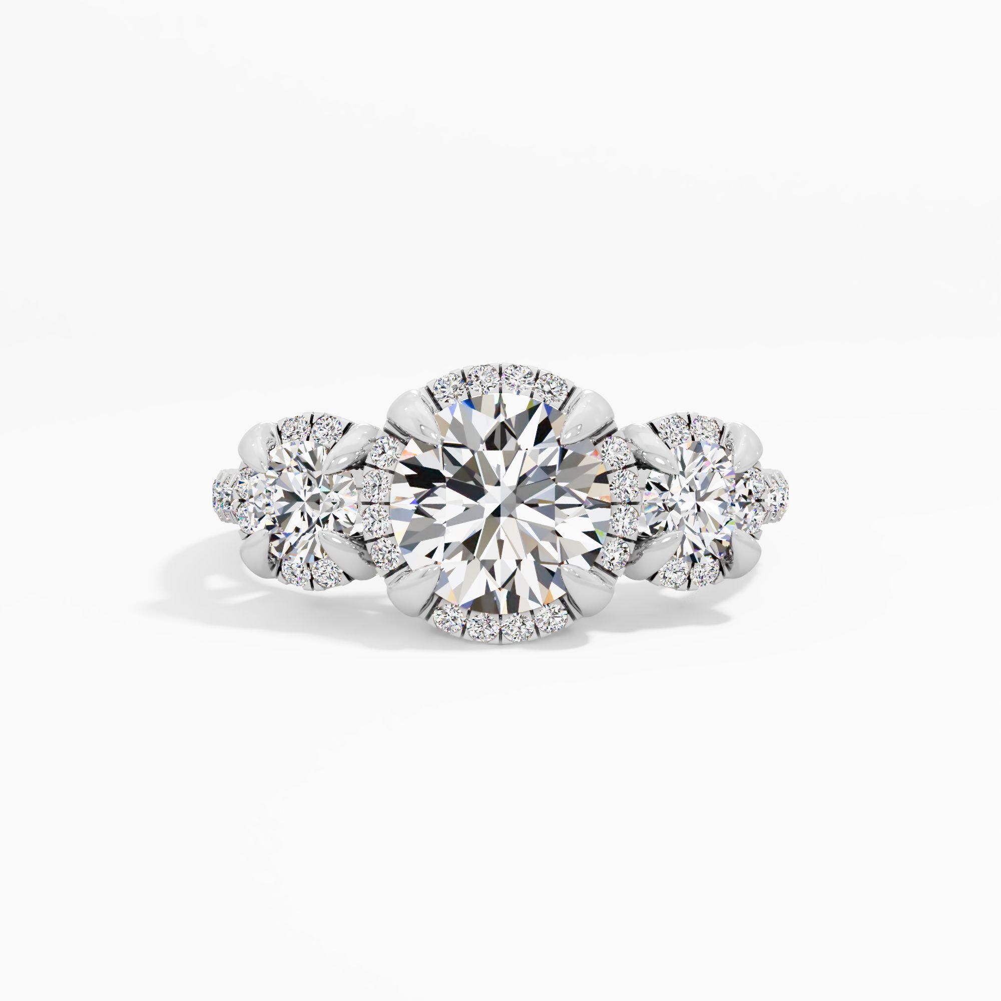 Wisteria Flare 3 Stone Engagement Ring