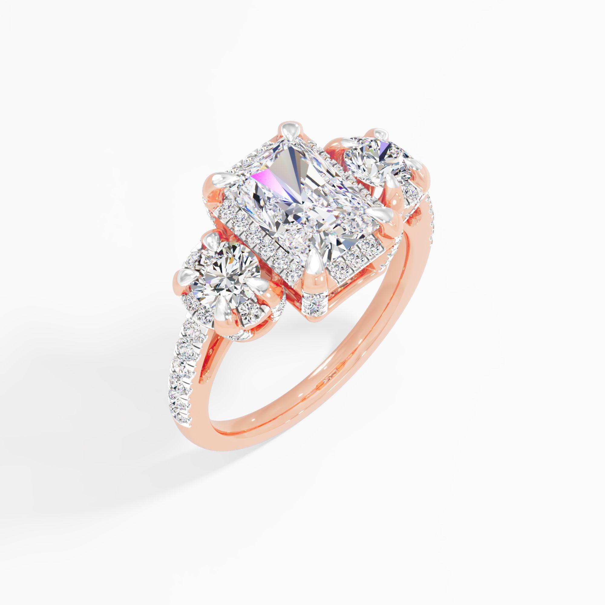 Wisteria Flare 3 Stone Engagement Ring