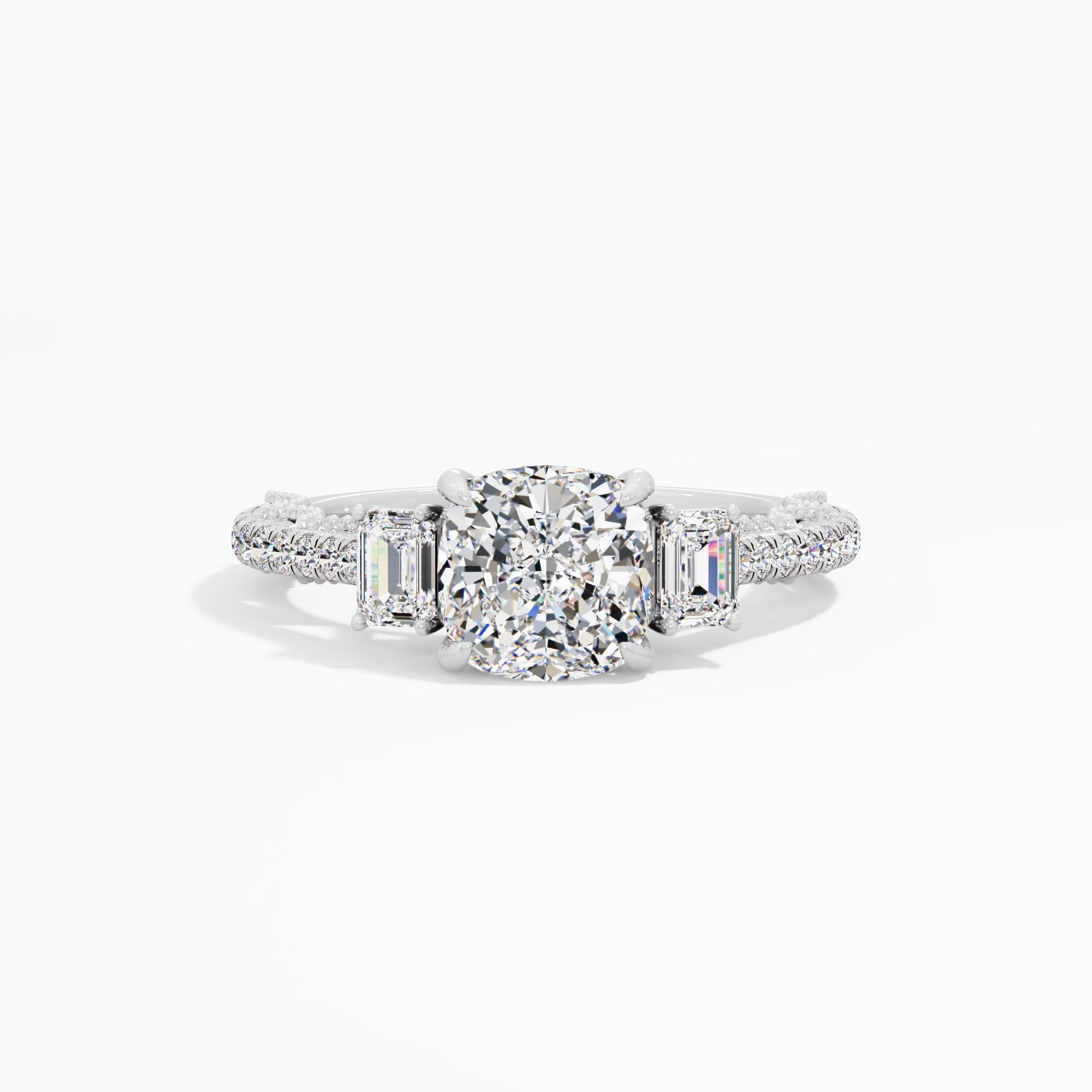 Morning Curl 3 Stone Engagement Ring