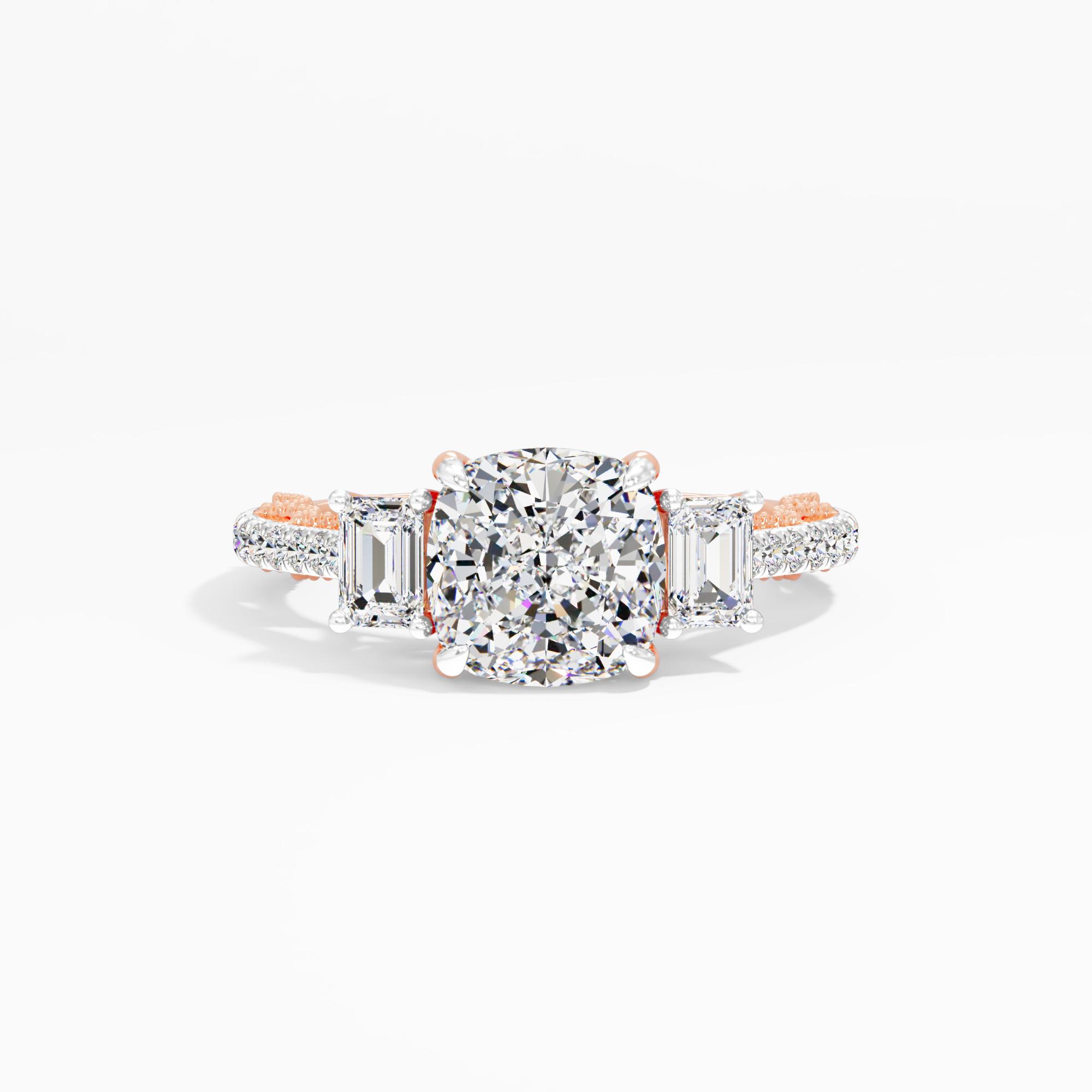 Morning Curl 3 Stone Engagement Ring