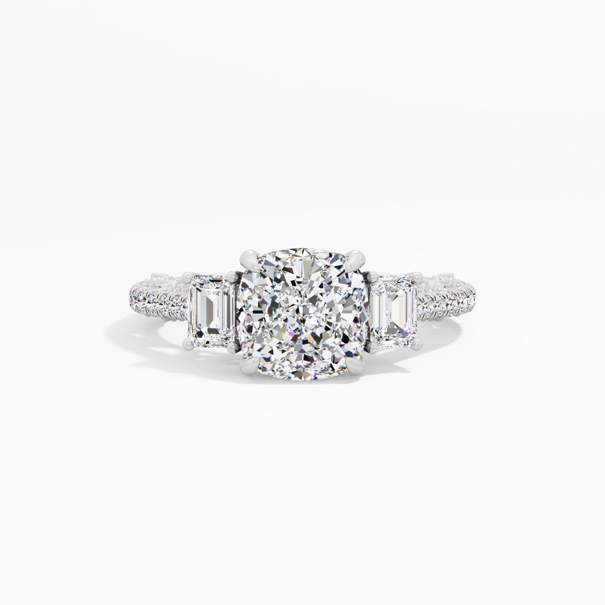 Morning Curl 3 Stone Engagement Ring