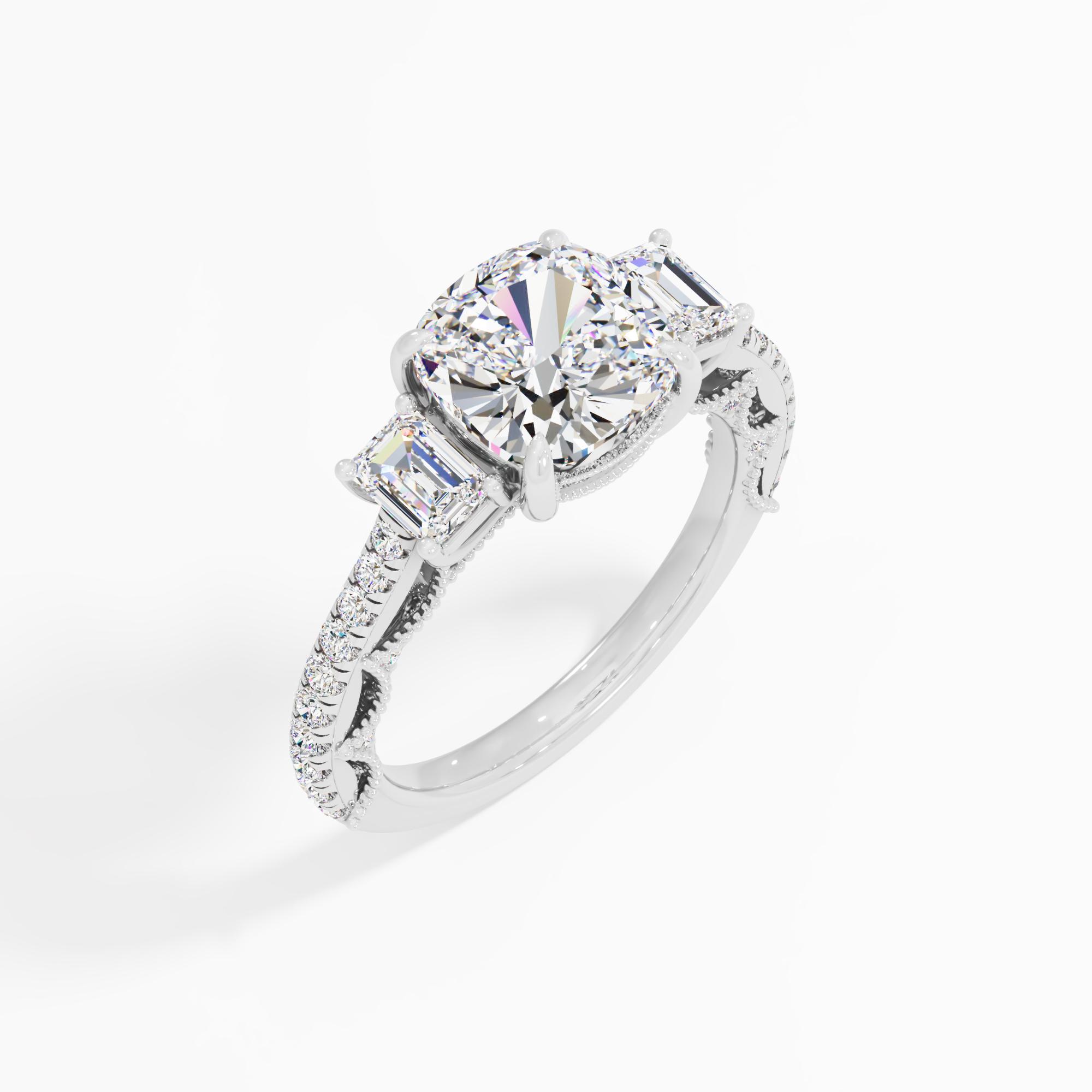 Morning Curl 3 Stone Engagement Ring