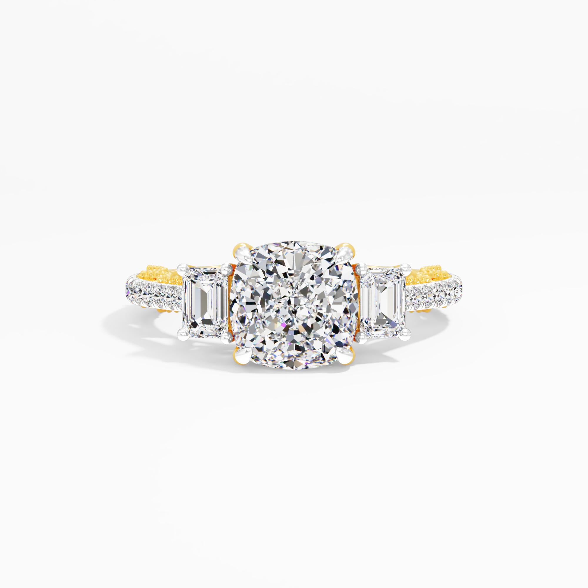 Morning Curl 3 Stone Engagement Ring