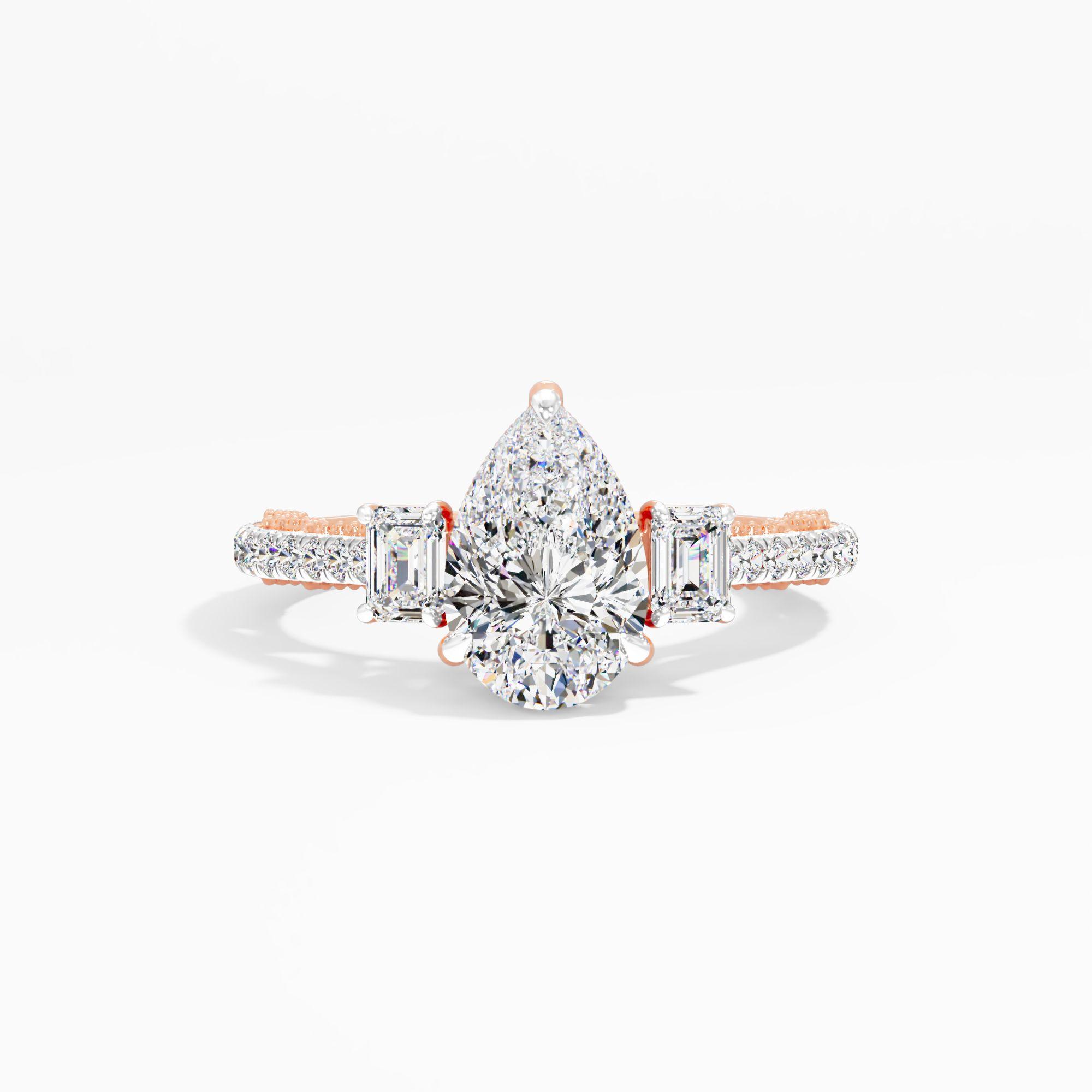 Morning Curl 3 Stone Engagement Ring