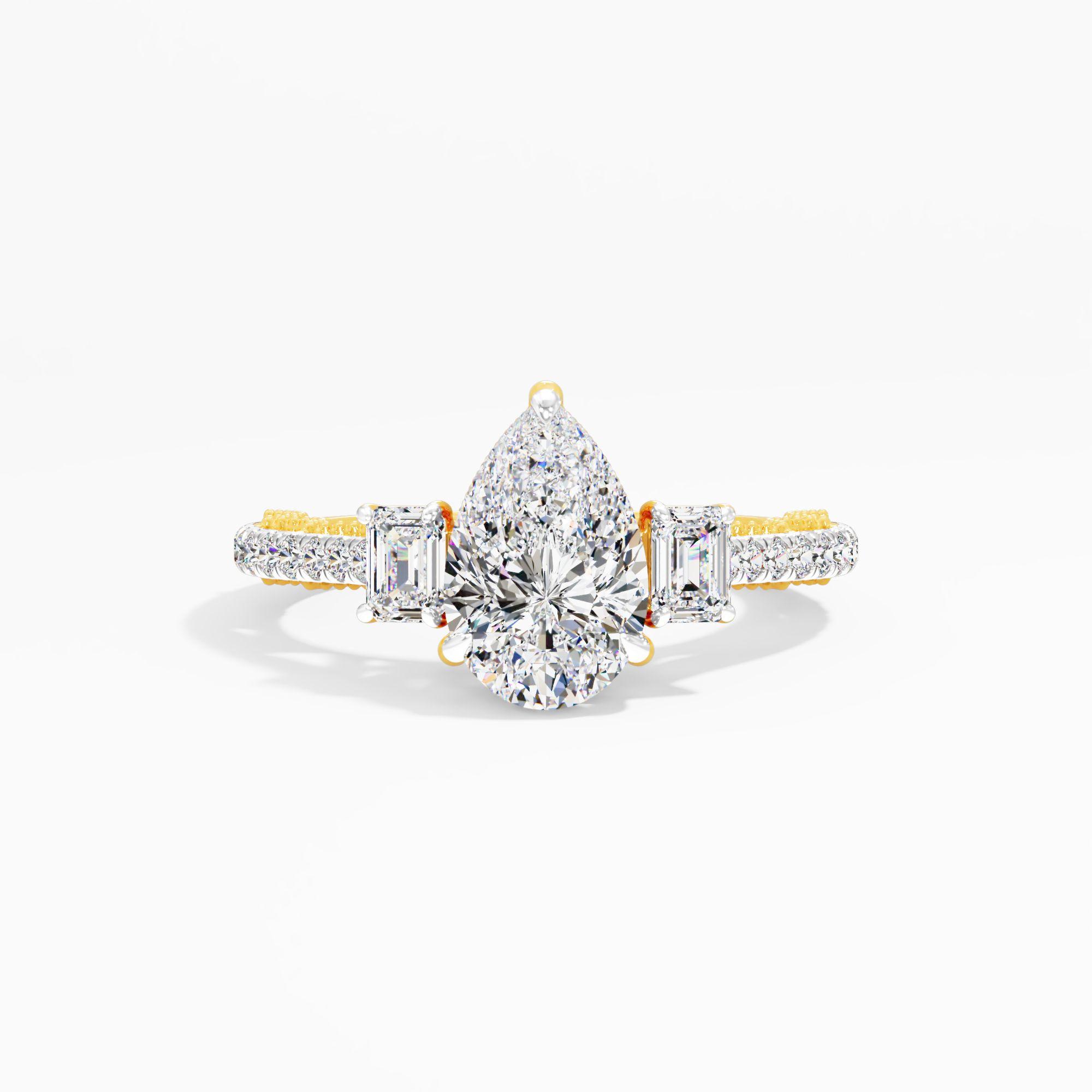 Morning Curl 3 Stone Engagement Ring