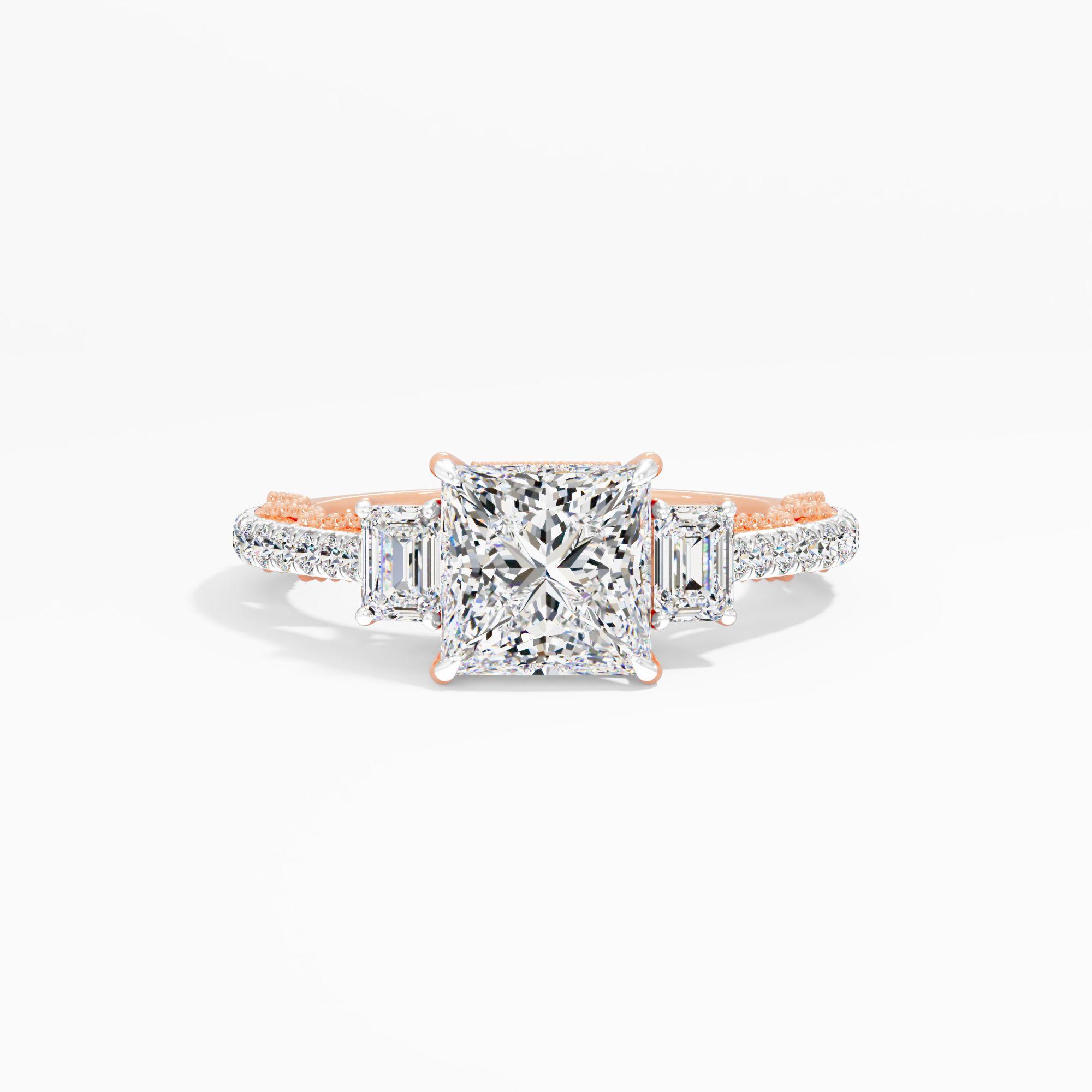 Morning Curl 3 Stone Engagement Ring