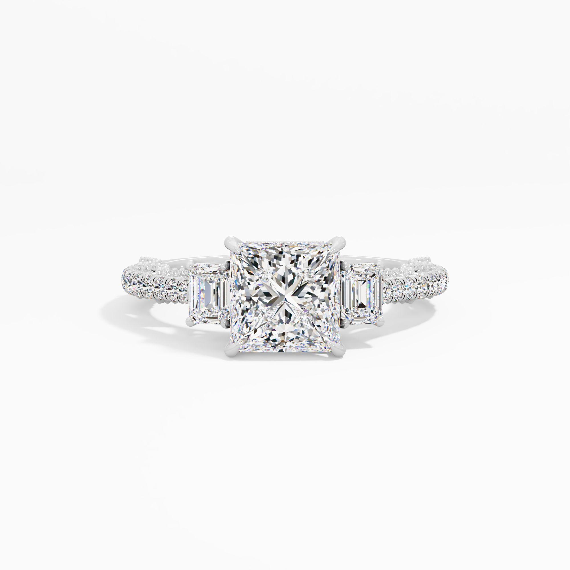 Morning Curl 3 Stone Engagement Ring
