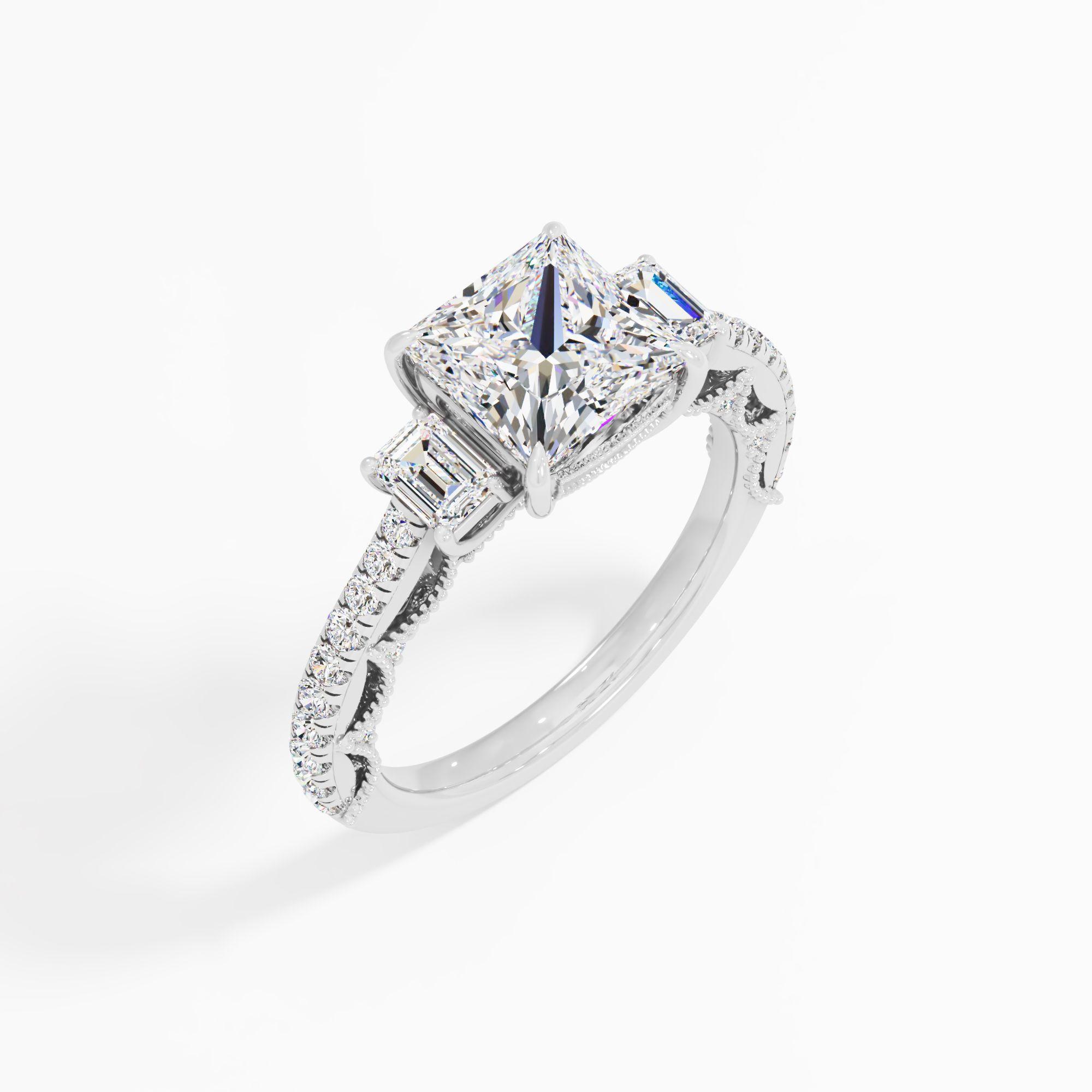 Morning Curl 3 Stone Engagement Ring