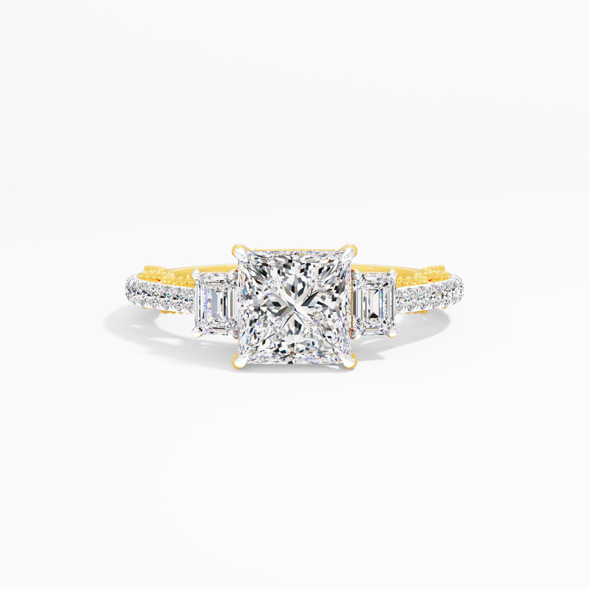 Morning Curl 3 Stone Engagement Ring