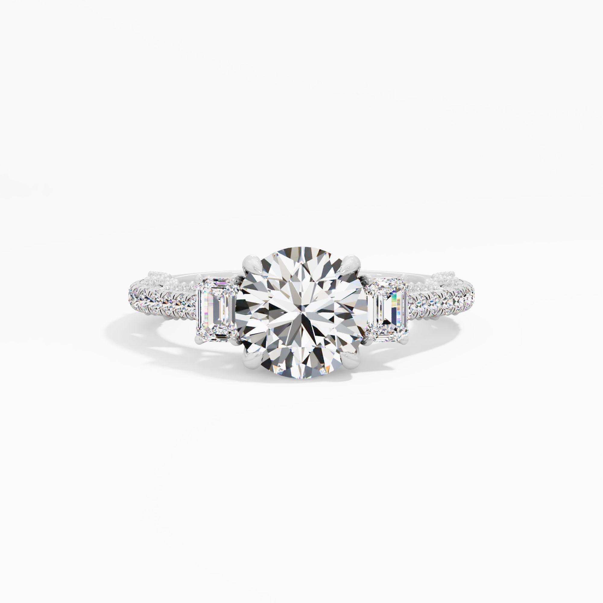 Morning Curl 3 Stone Engagement Ring
