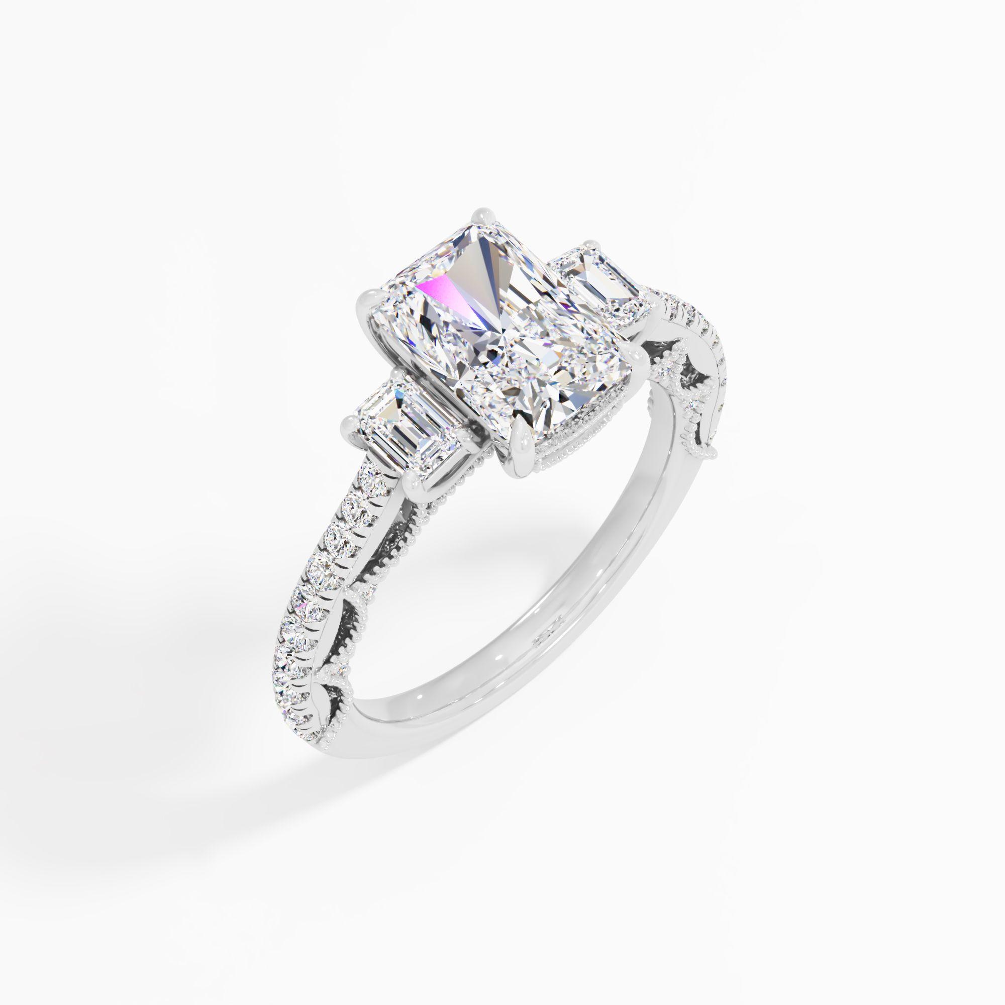 Morning Curl 3 Stone Engagement Ring
