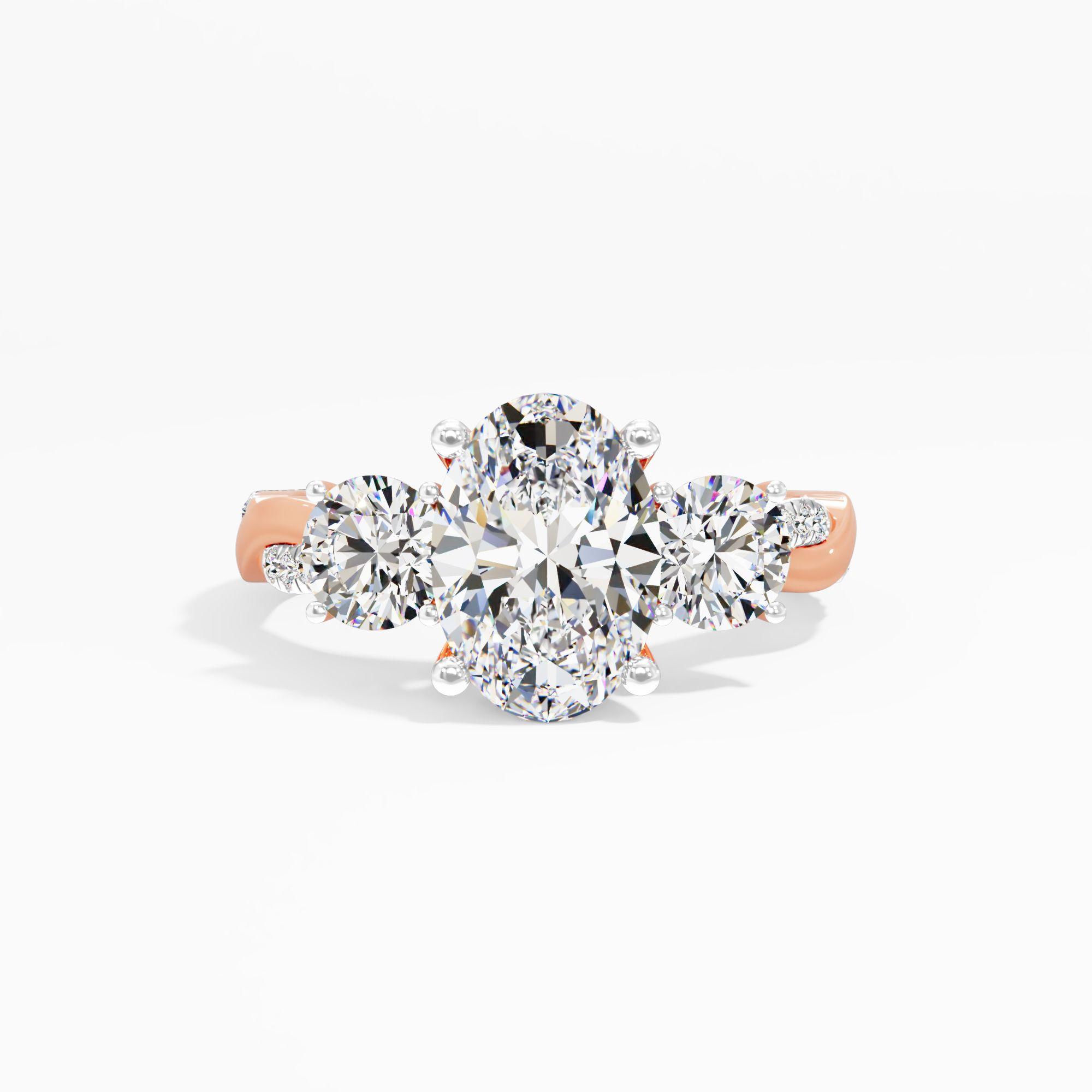 Peony Whirl 3 Stone Engagement Ring