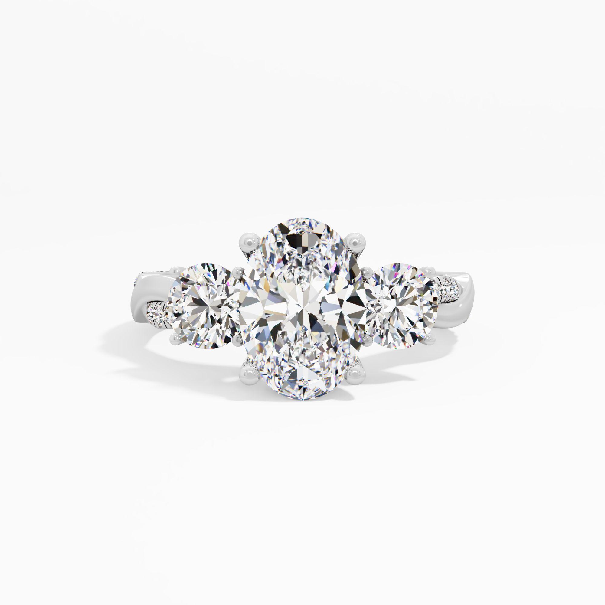Peony Whirl 3 Stone Engagement Ring