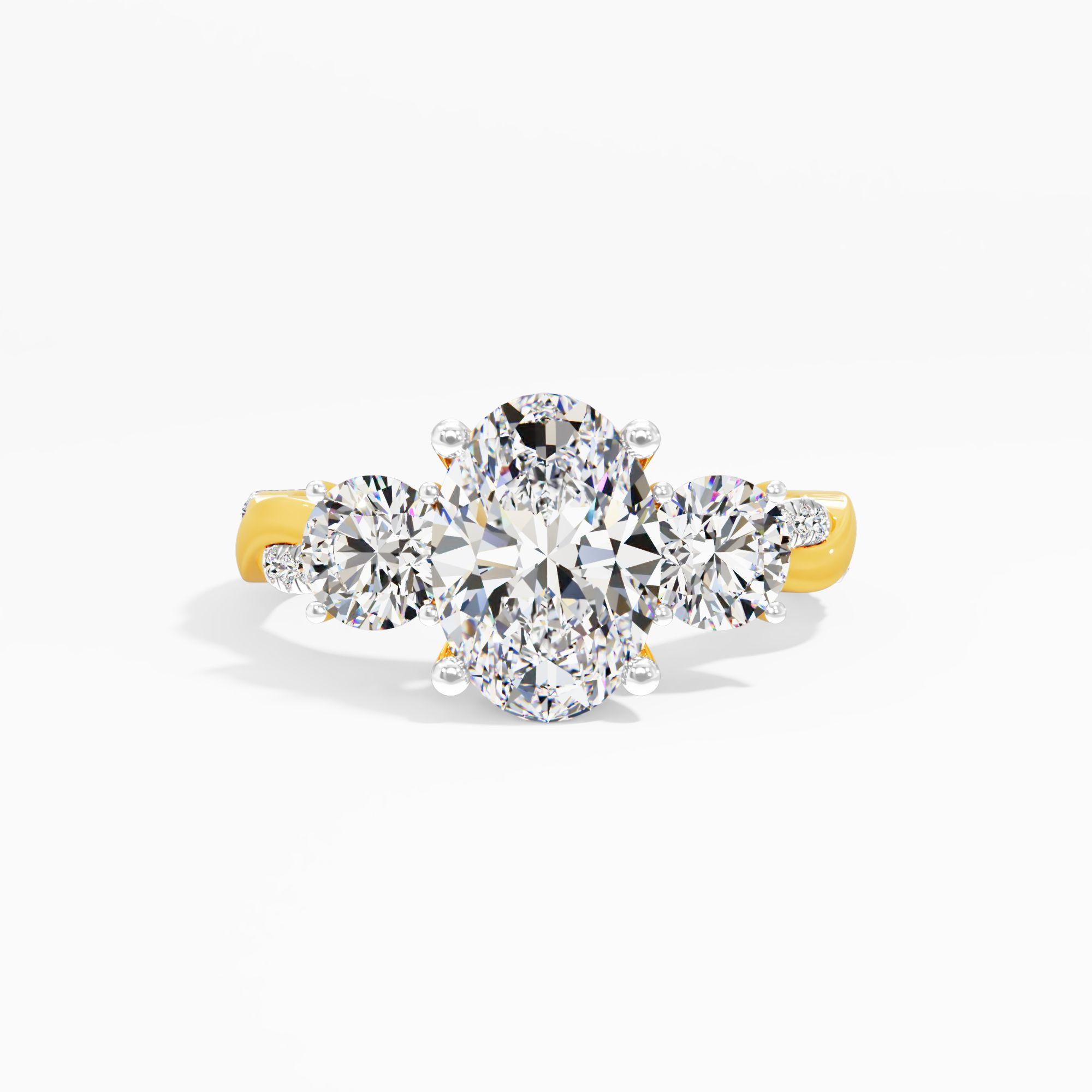 Peony Whirl 3 Stone Engagement Ring