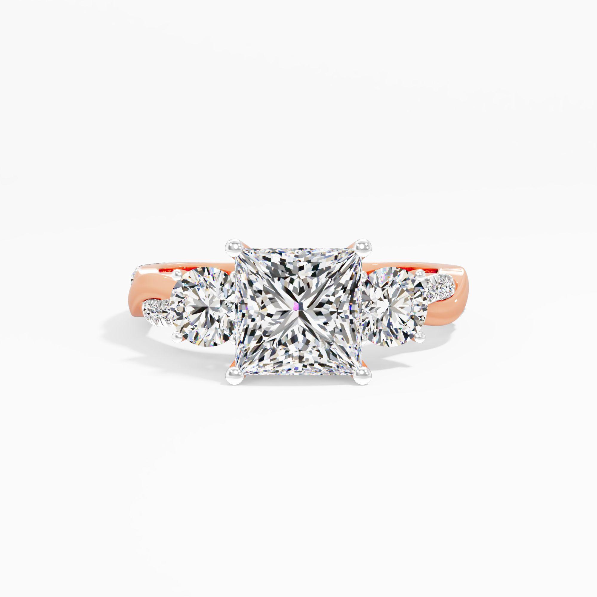 Peony Whirl 3 Stone Engagement Ring