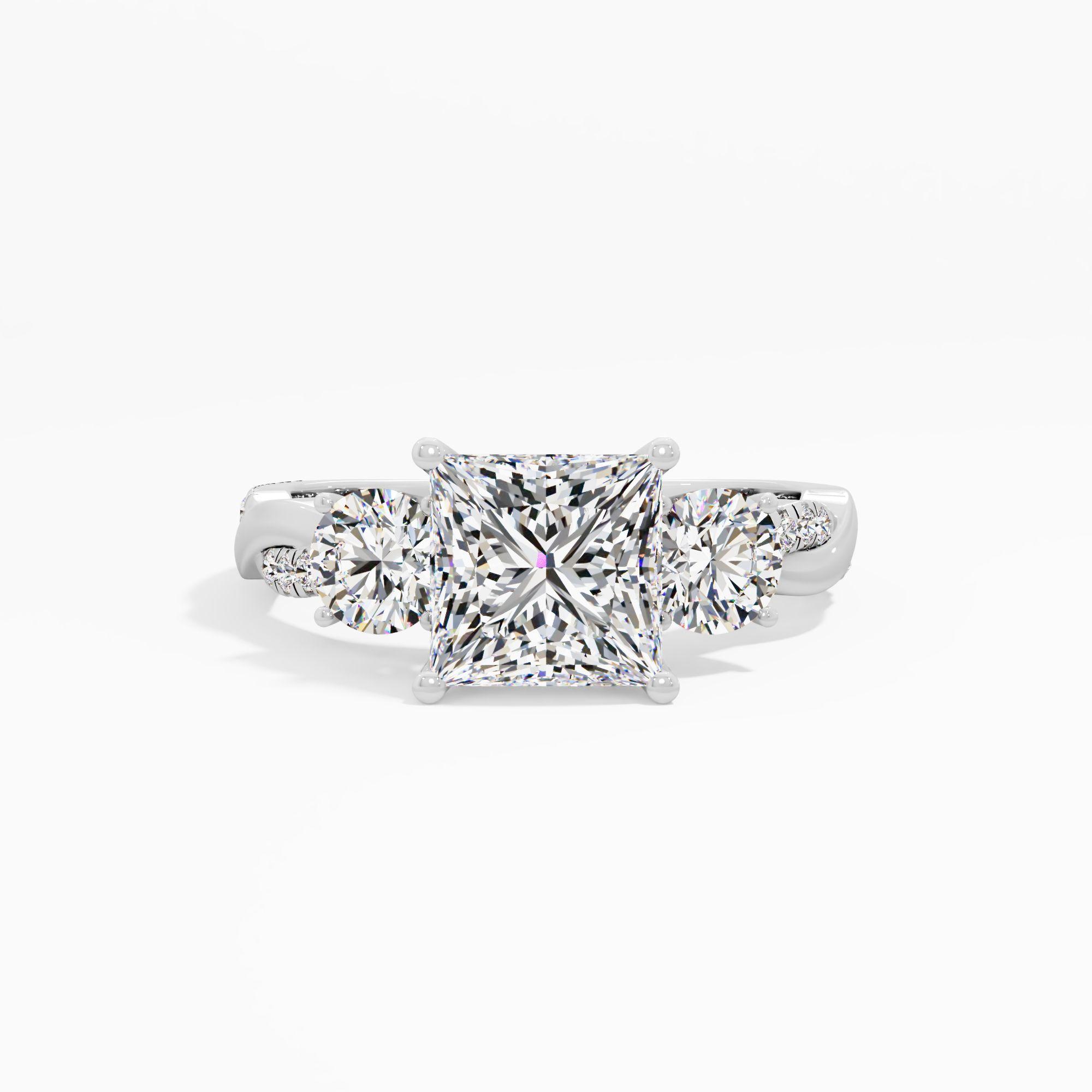 Peony Whirl 3 Stone Engagement Ring