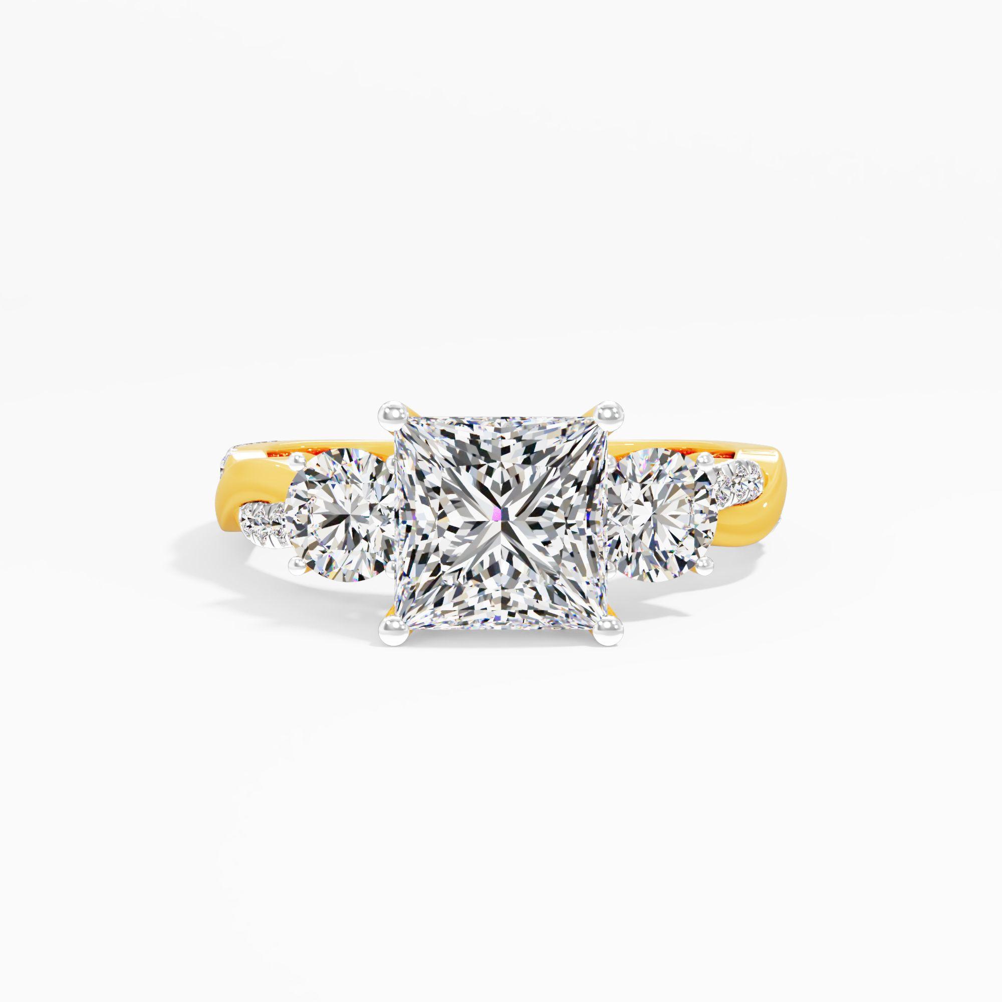 Peony Whirl 3 Stone Engagement Ring