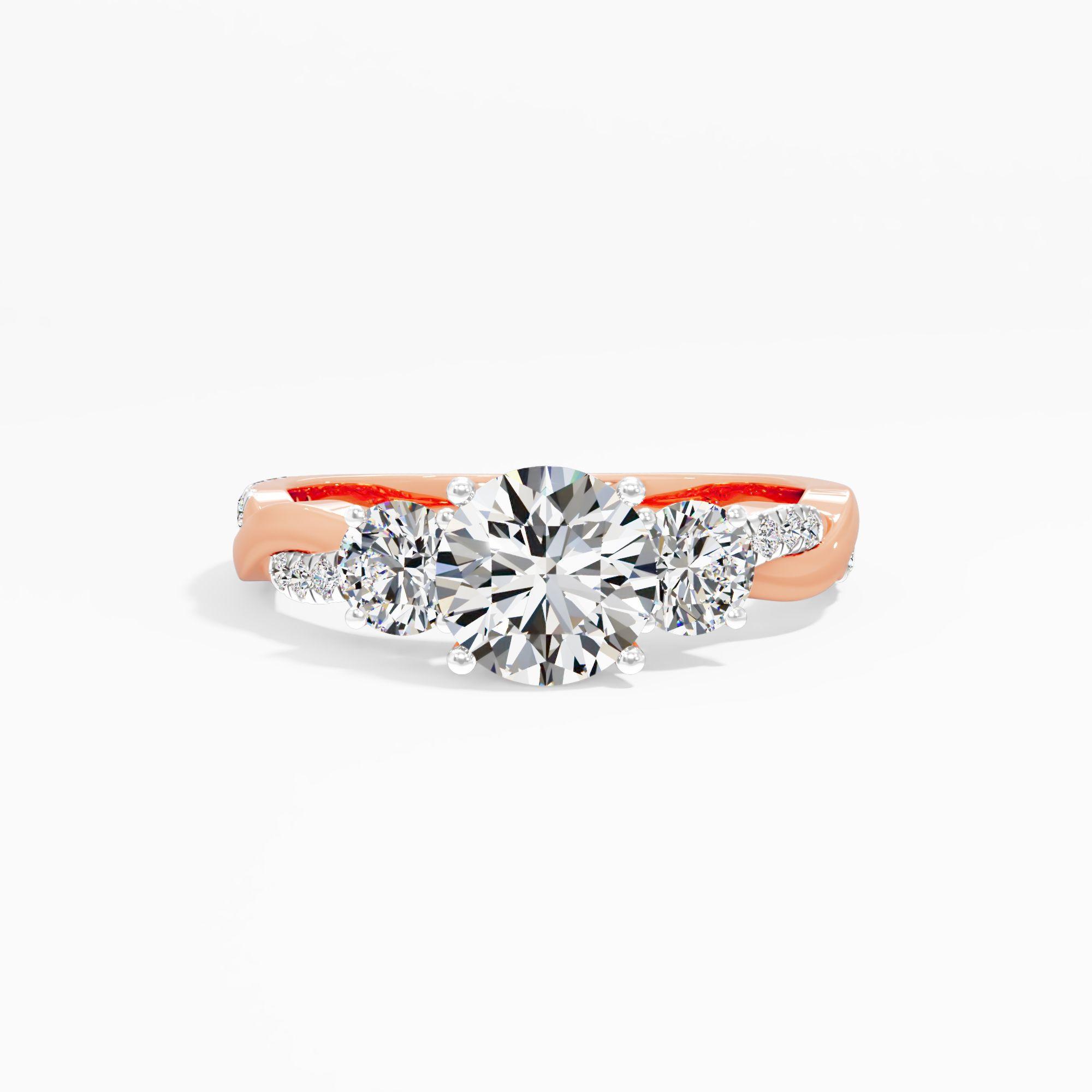Peony Whirl 3 Stone Engagement Ring