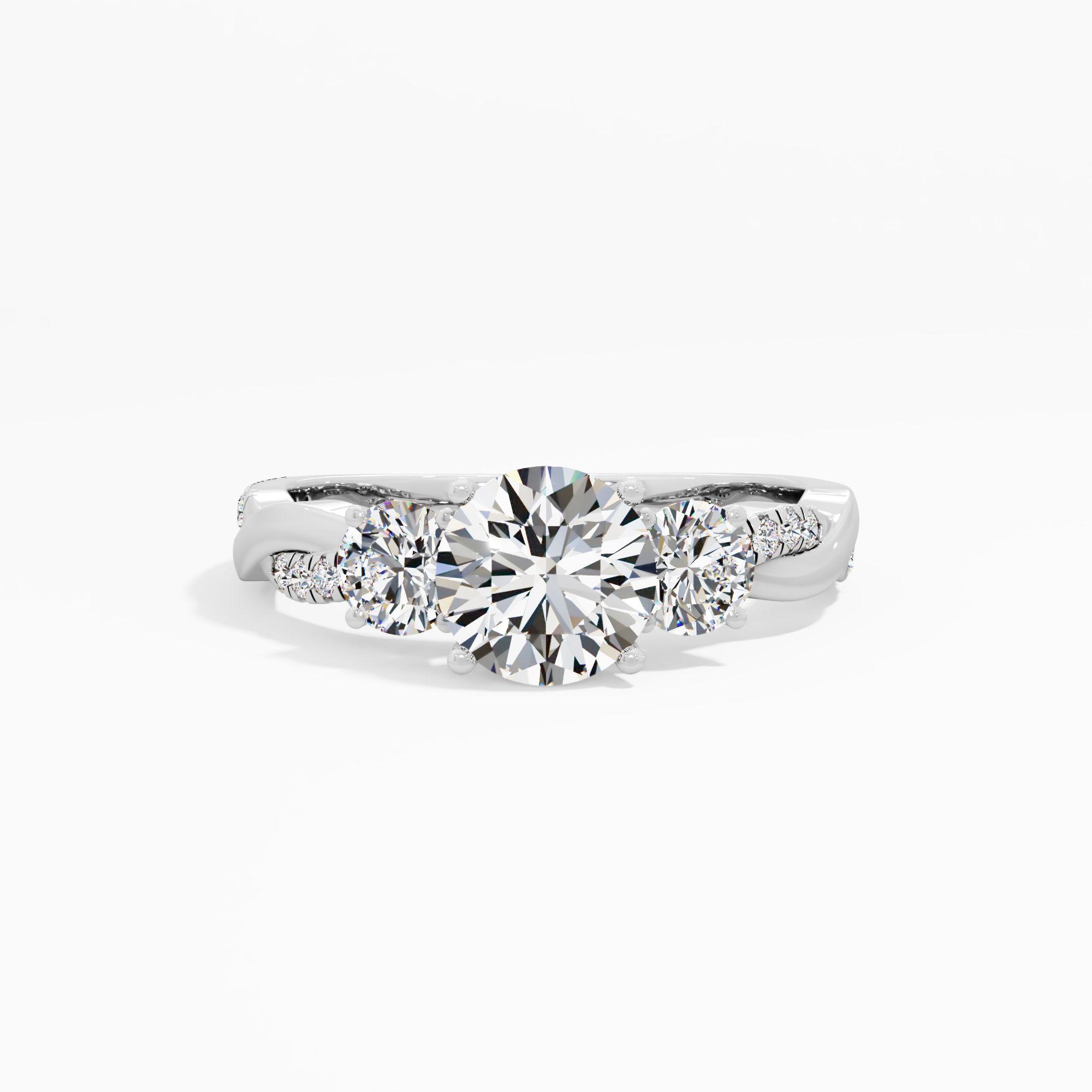 Peony Whirl 3 Stone Engagement Ring