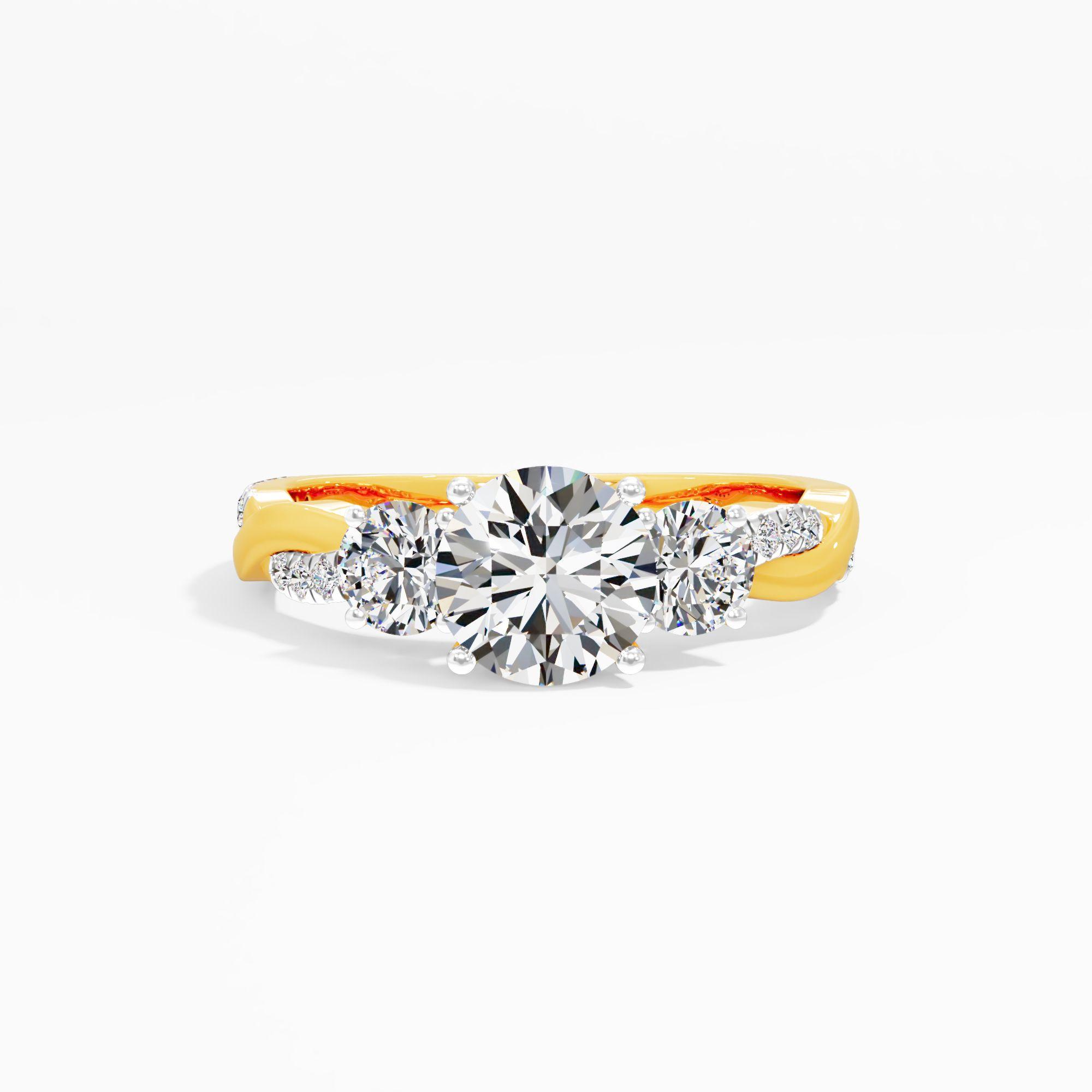 Peony Whirl 3 Stone Engagement Ring