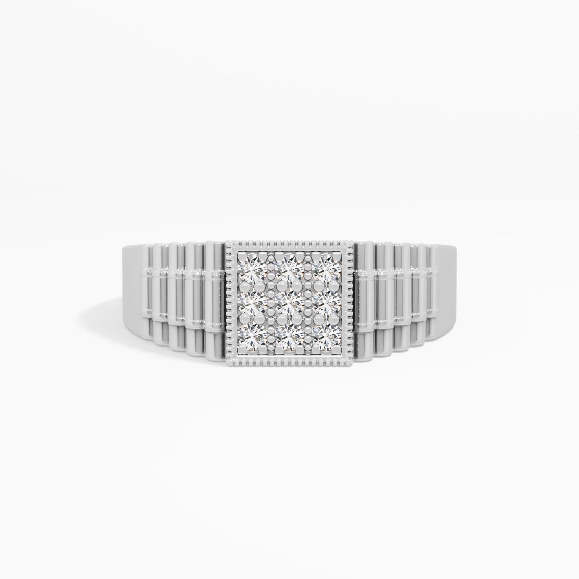 Square Ribbed Cluster Ring