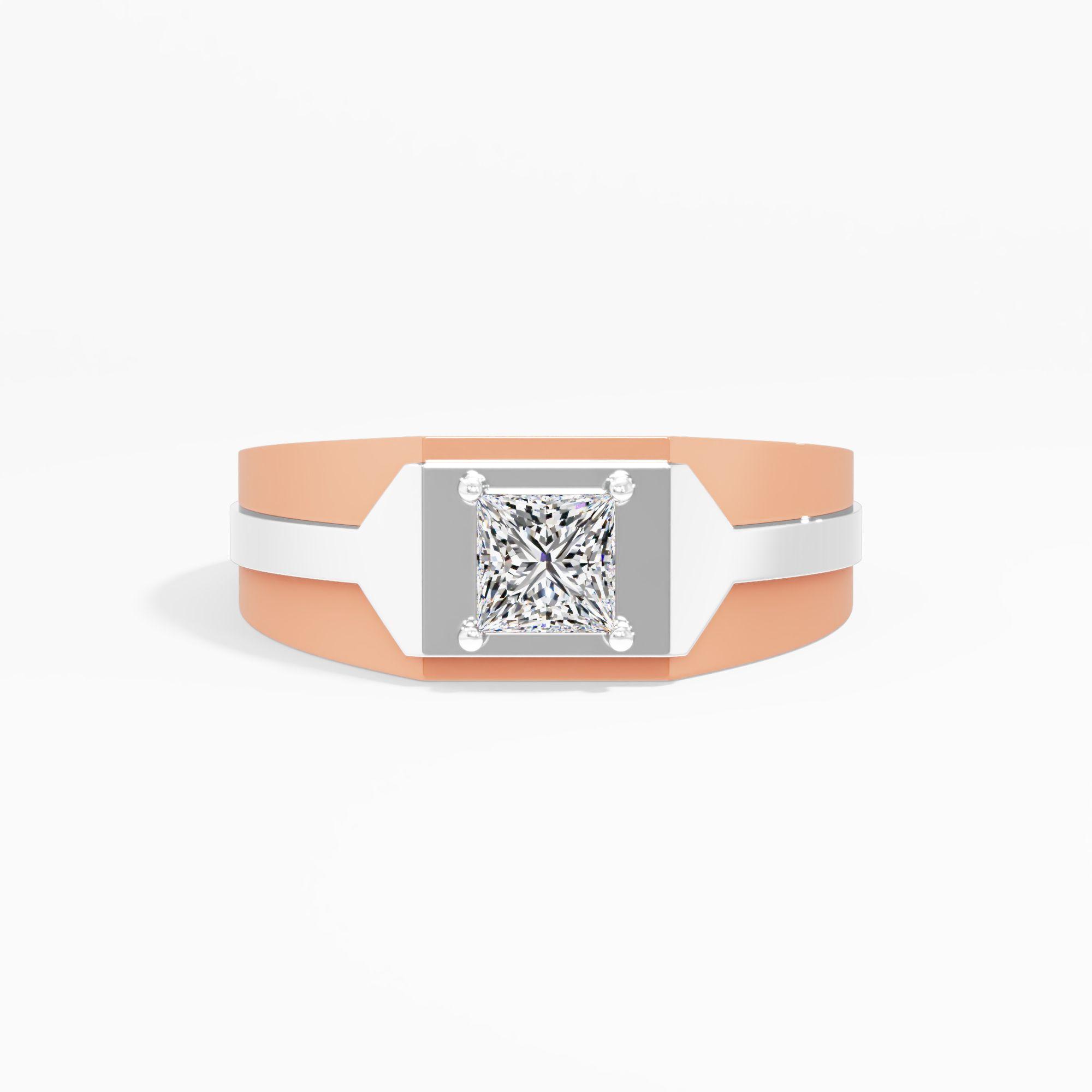 Shadow Crest Solitaire Mens Ring