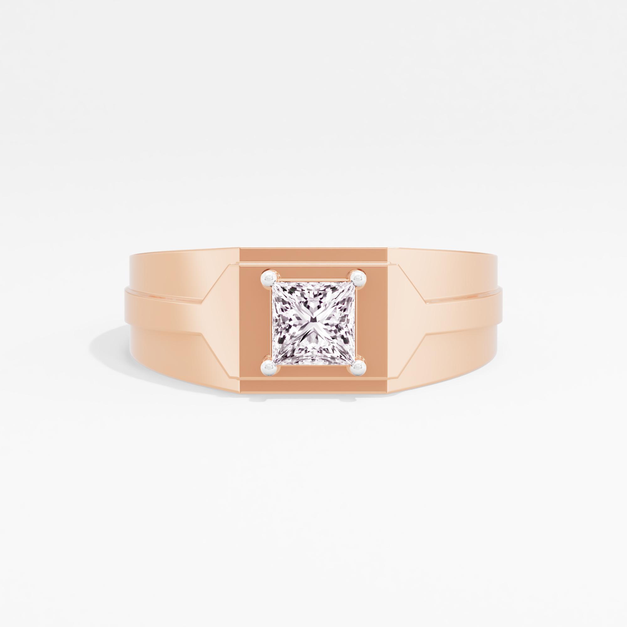 Shadow Crest Solitaire Mens Ring