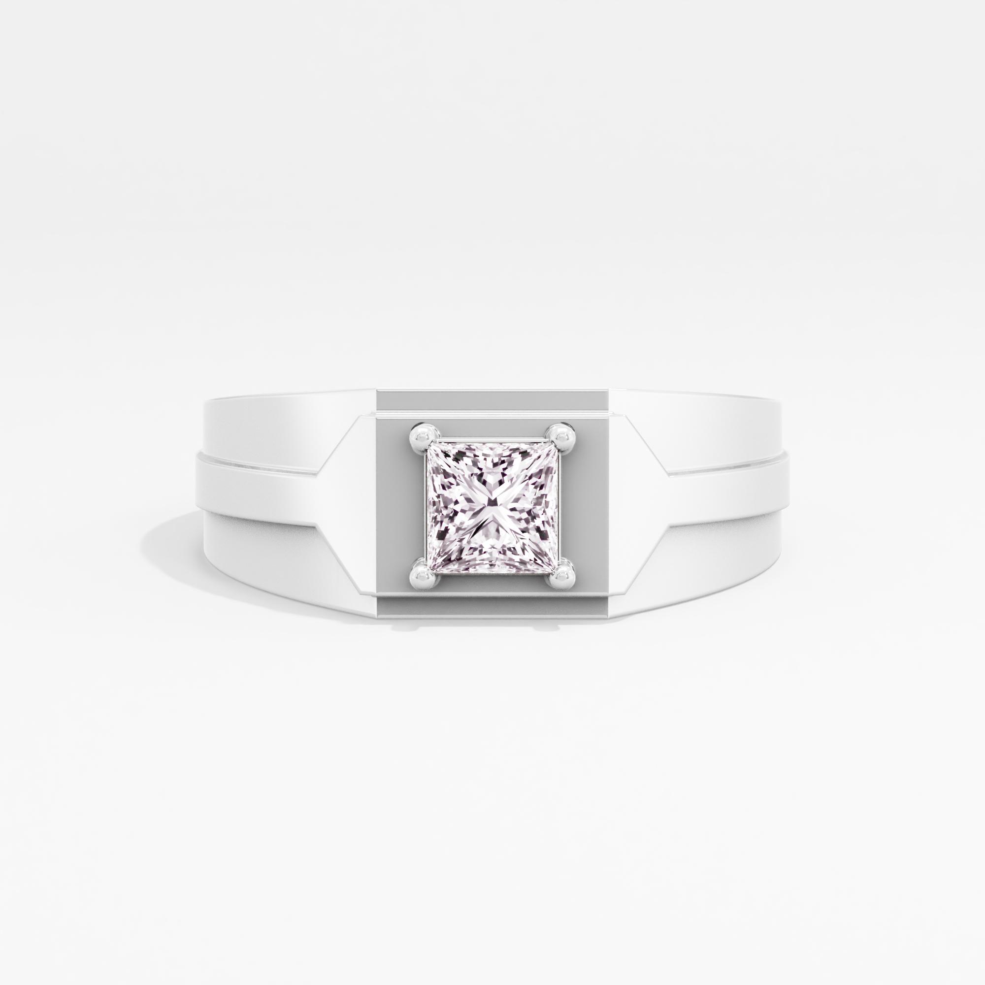 Shadow Crest Solitaire Mens Ring