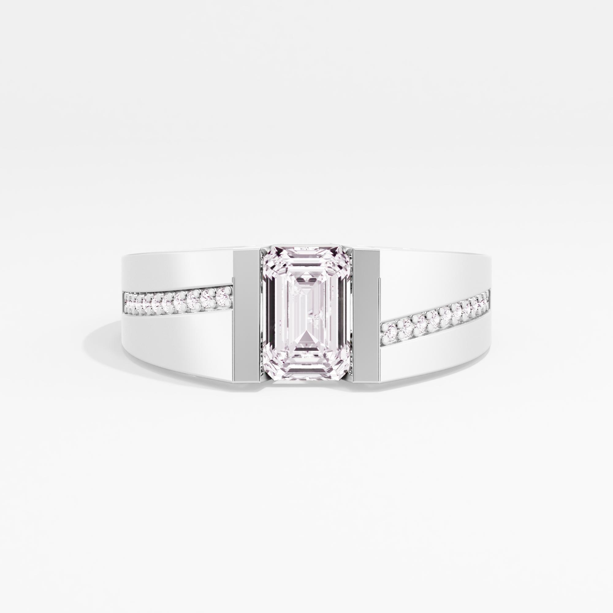 Cobalt Crown Solitaire Mens Ring