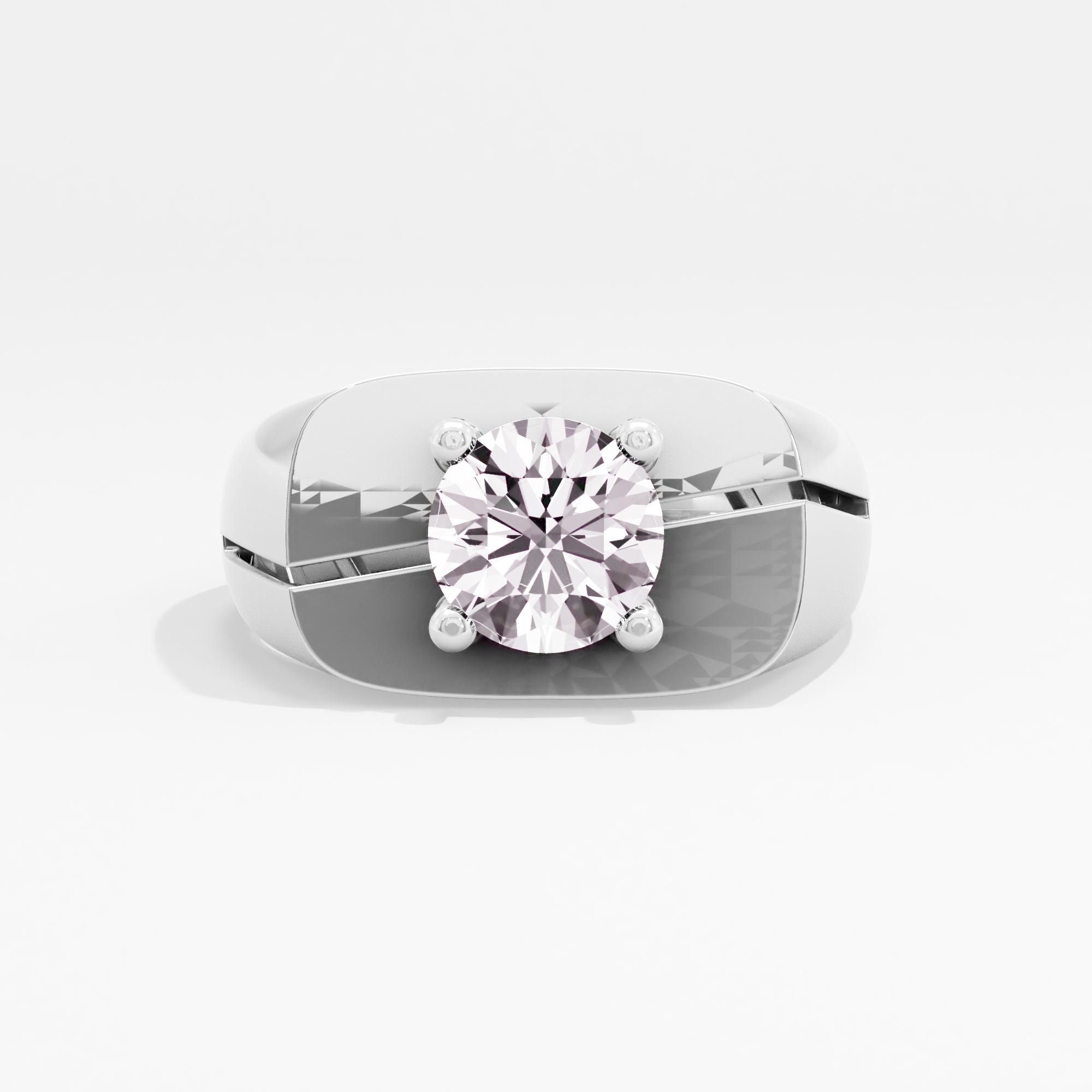 Midnight Blaze Solitaire Mens Ring