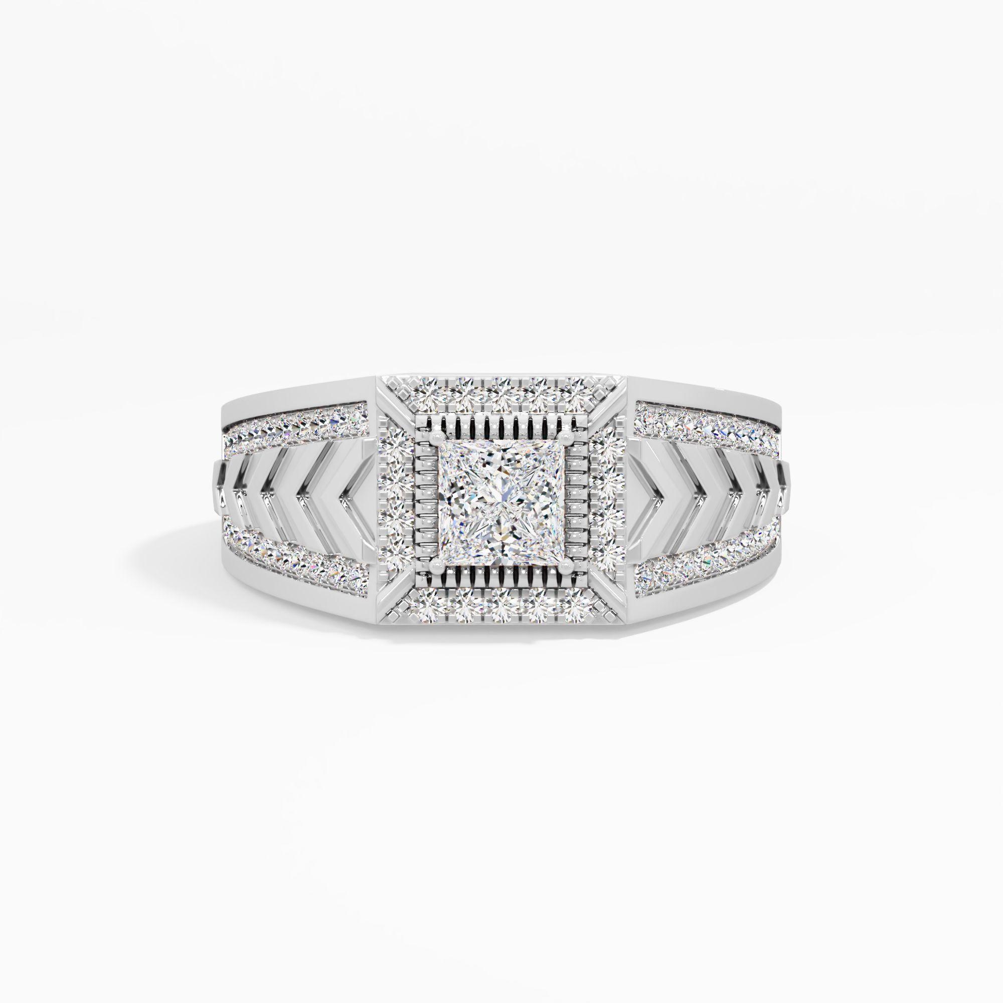 Arrowstride Square Halo Ring