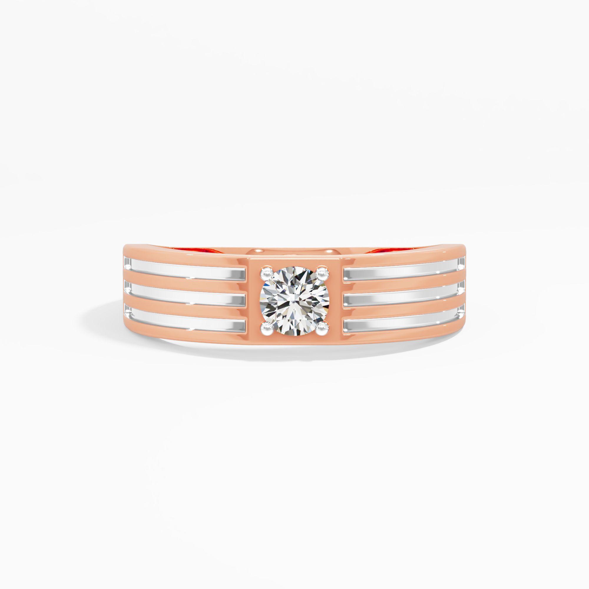 Striped Shank Solitaire Ring