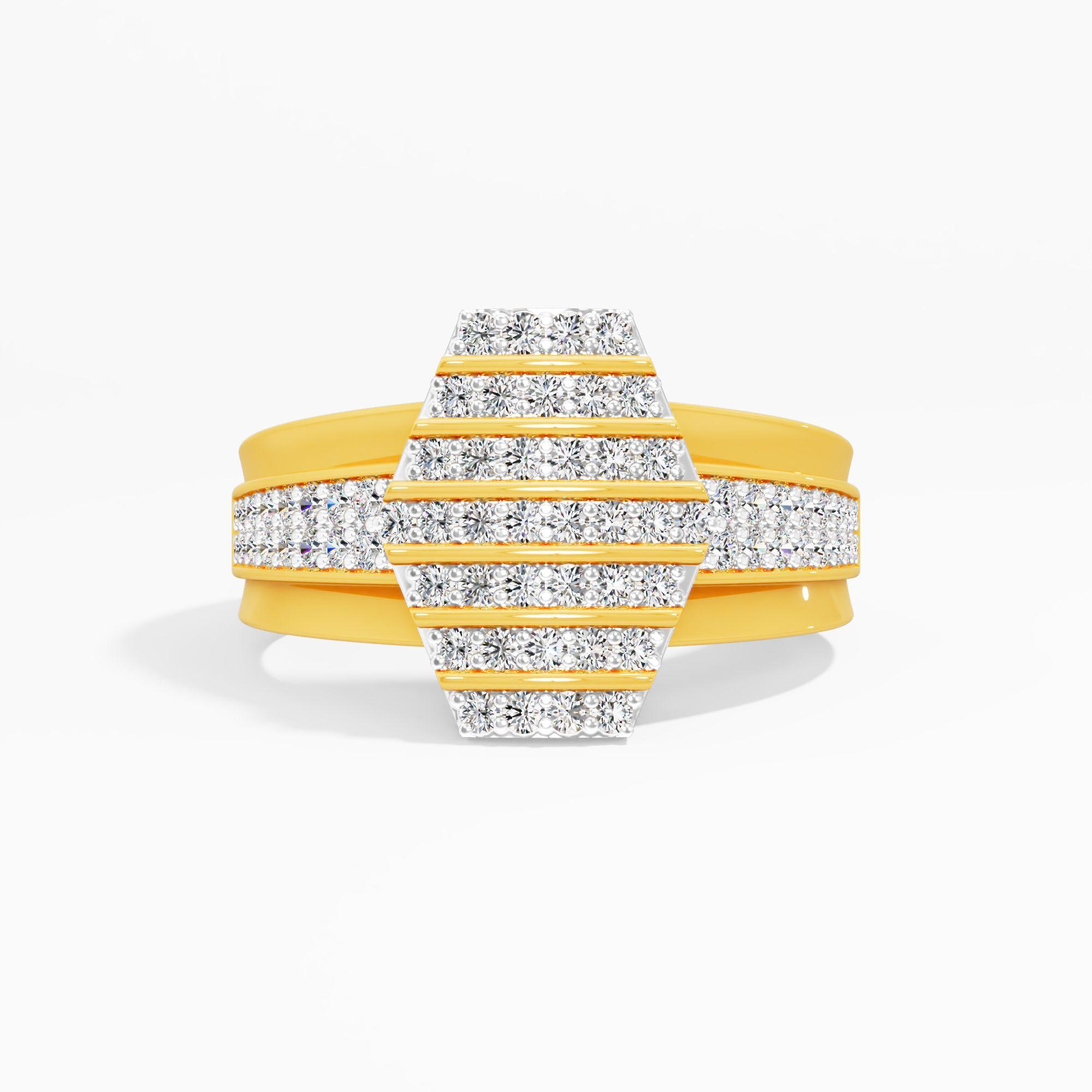 Hexagon Shield Diamond Ring